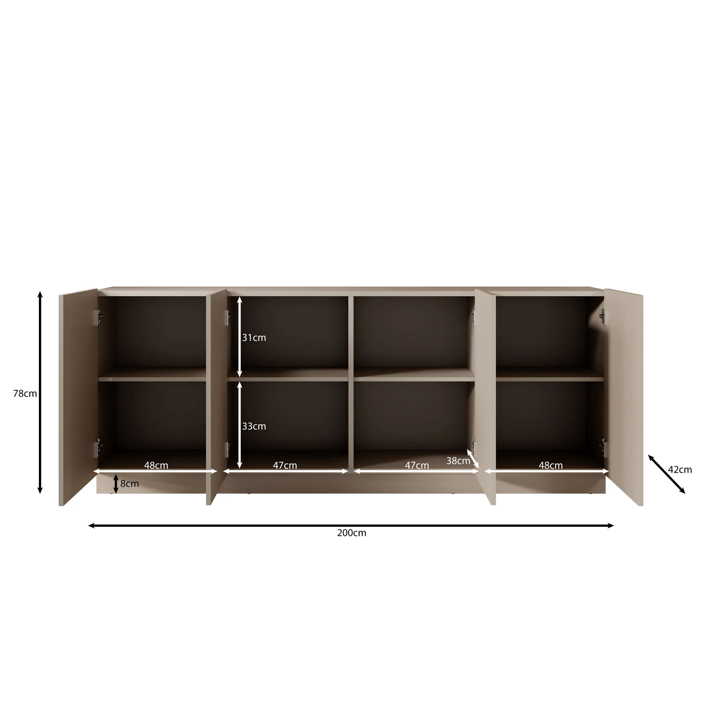 Lucera - Dressoir - Zwart - 200x42x78 cm - Image 5