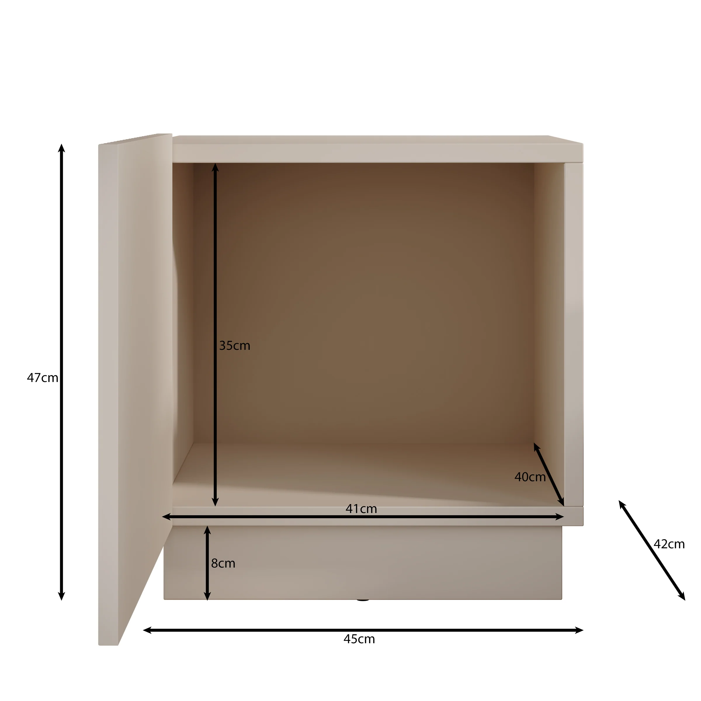 Lucera - Nachtkastje - Zwart - 45x42x47 cm - Image 4