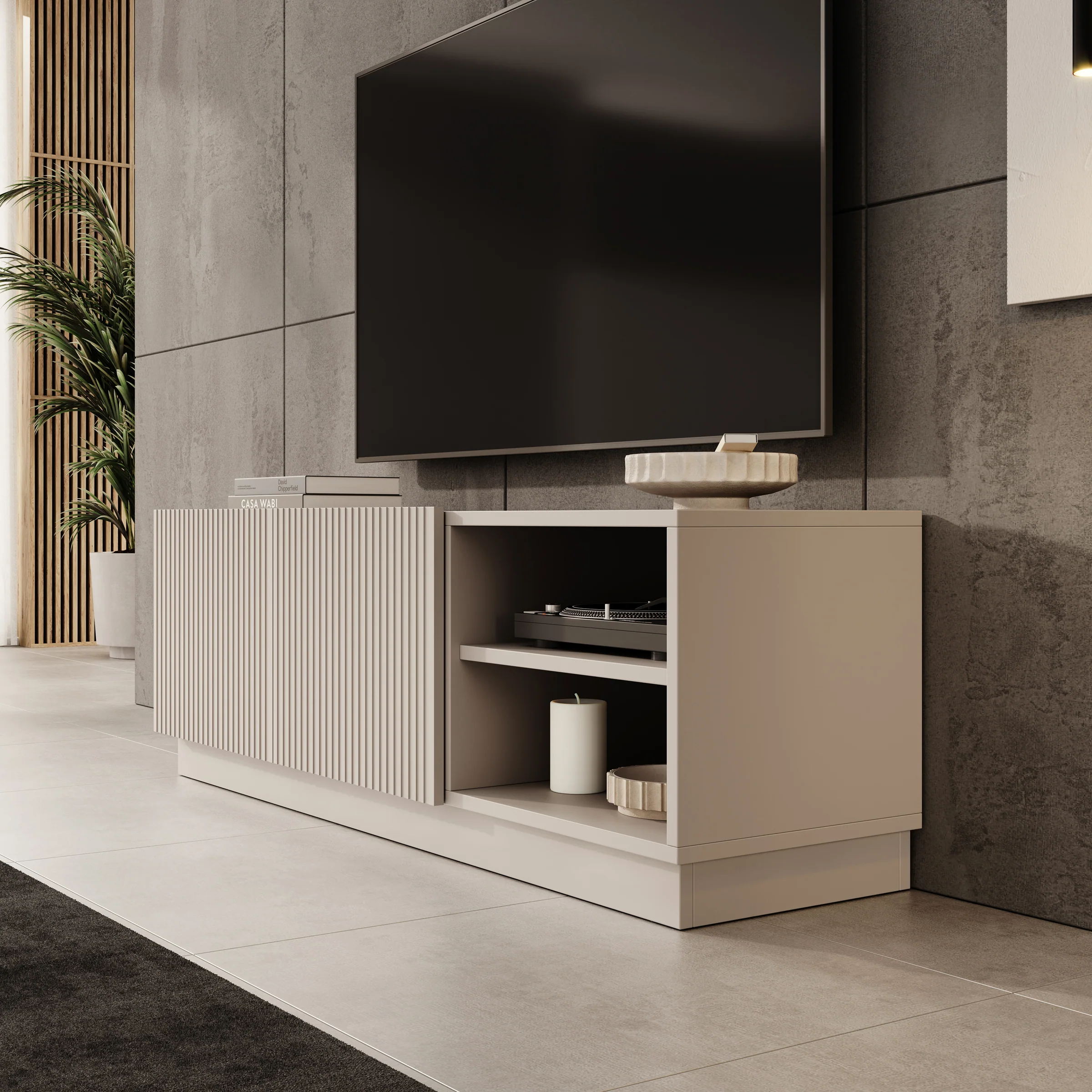 Lucera - TV-Meubel - Beige - 150x42x48 cm - Image 6