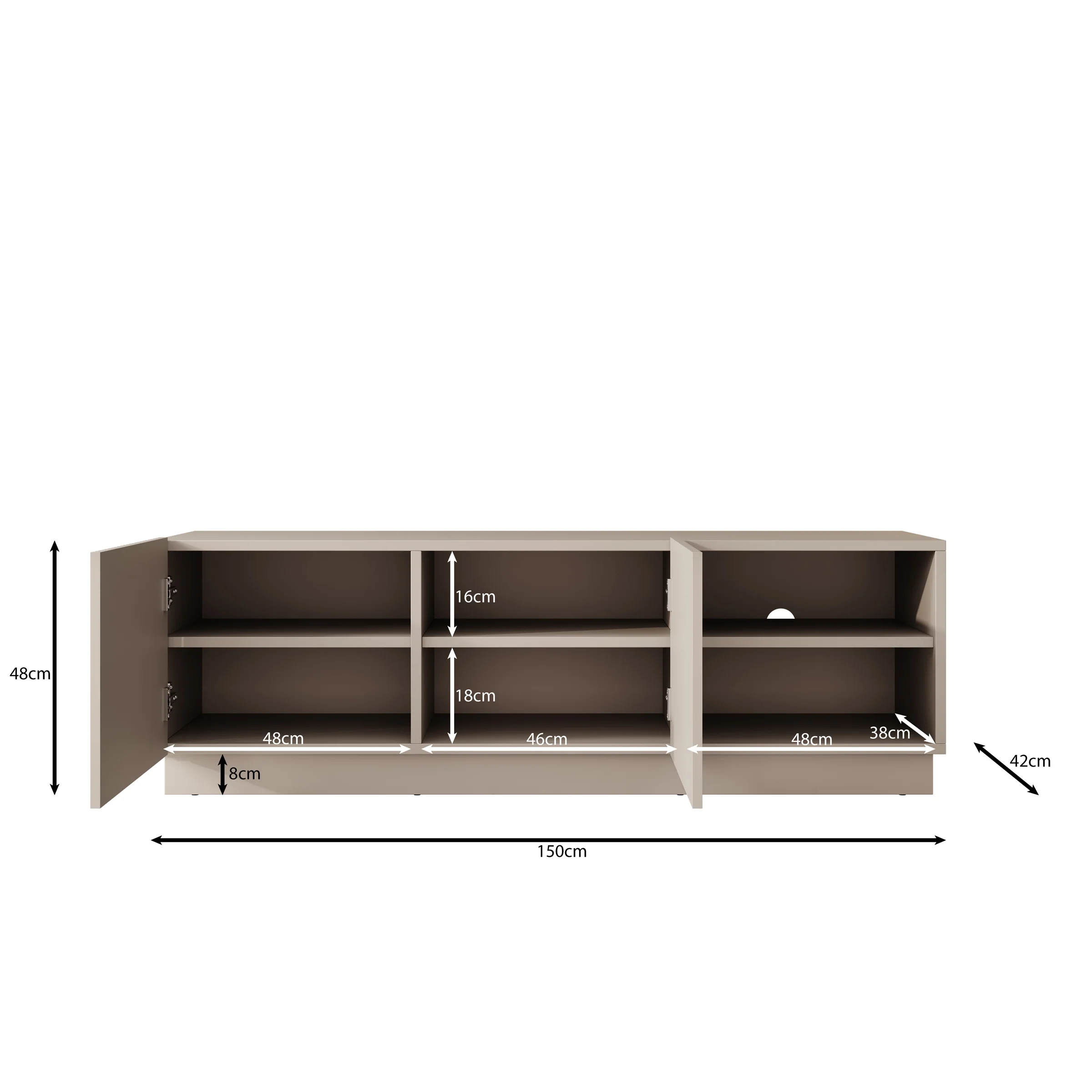 Lucera - TV-Meubel - Beige - 150x42x48 cm - Image 7