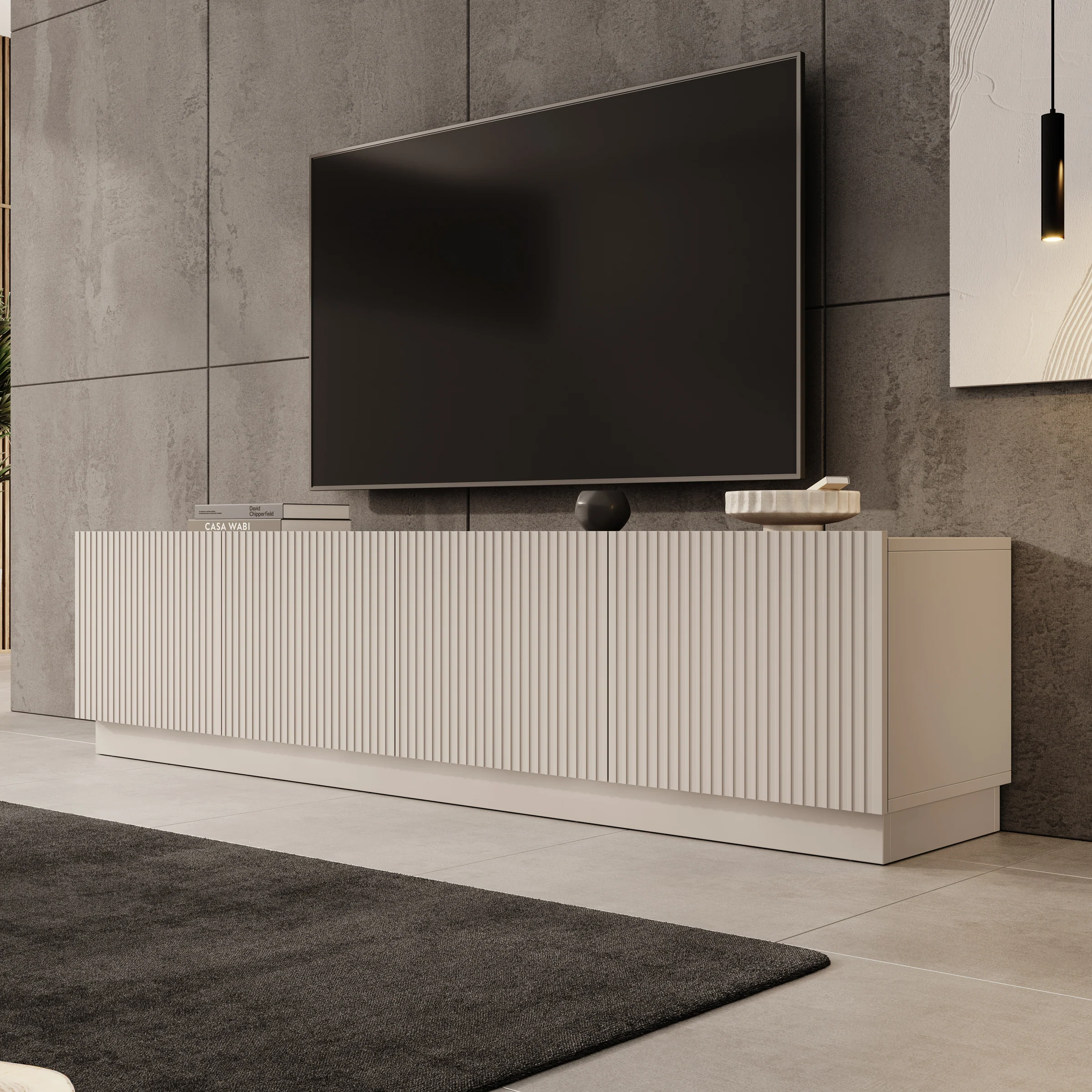 Lucera - TV-Meubel - Beige - 200x42x48 cm