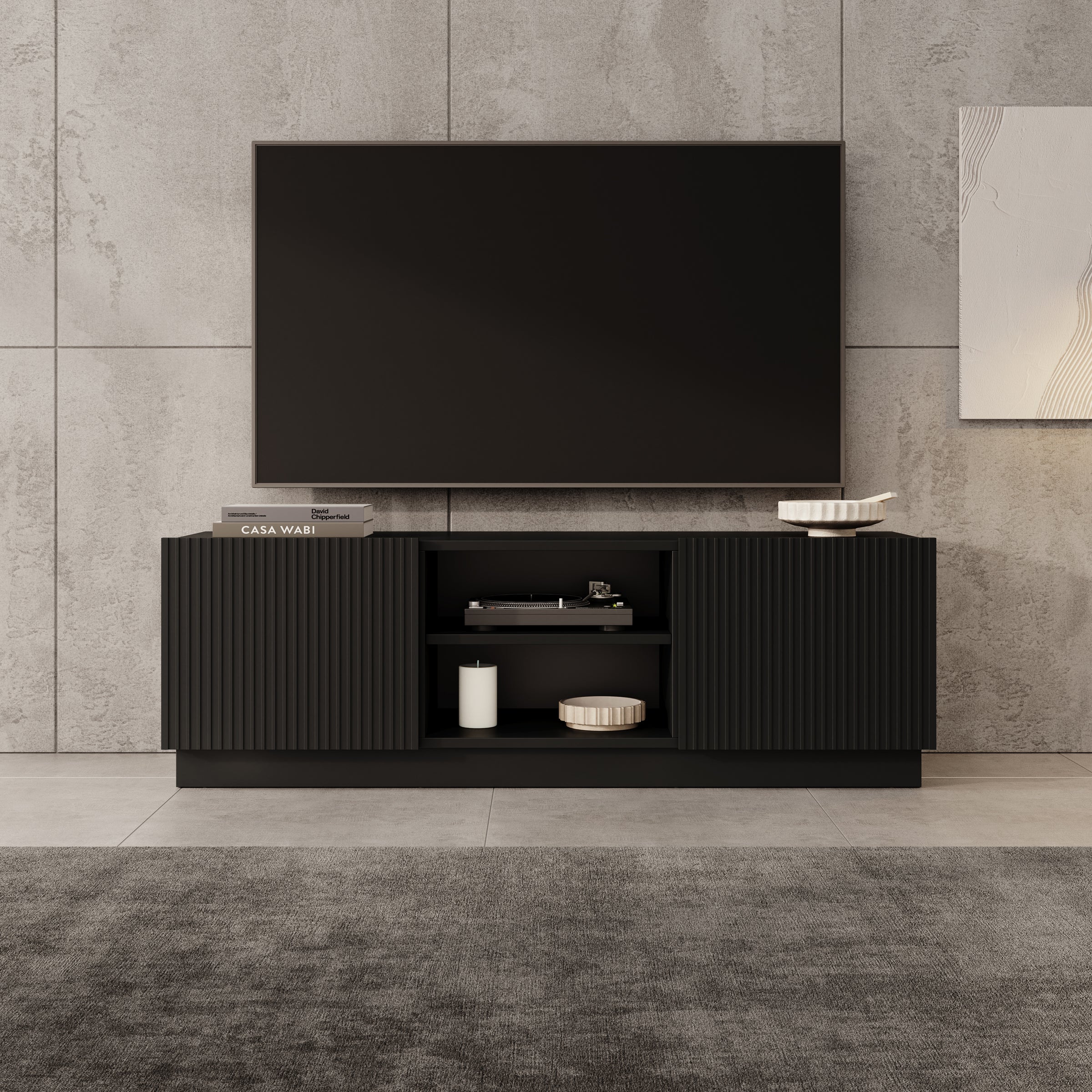 Lucera - TV-Meubel - Zwart - 150x42x48 cm - Image 4