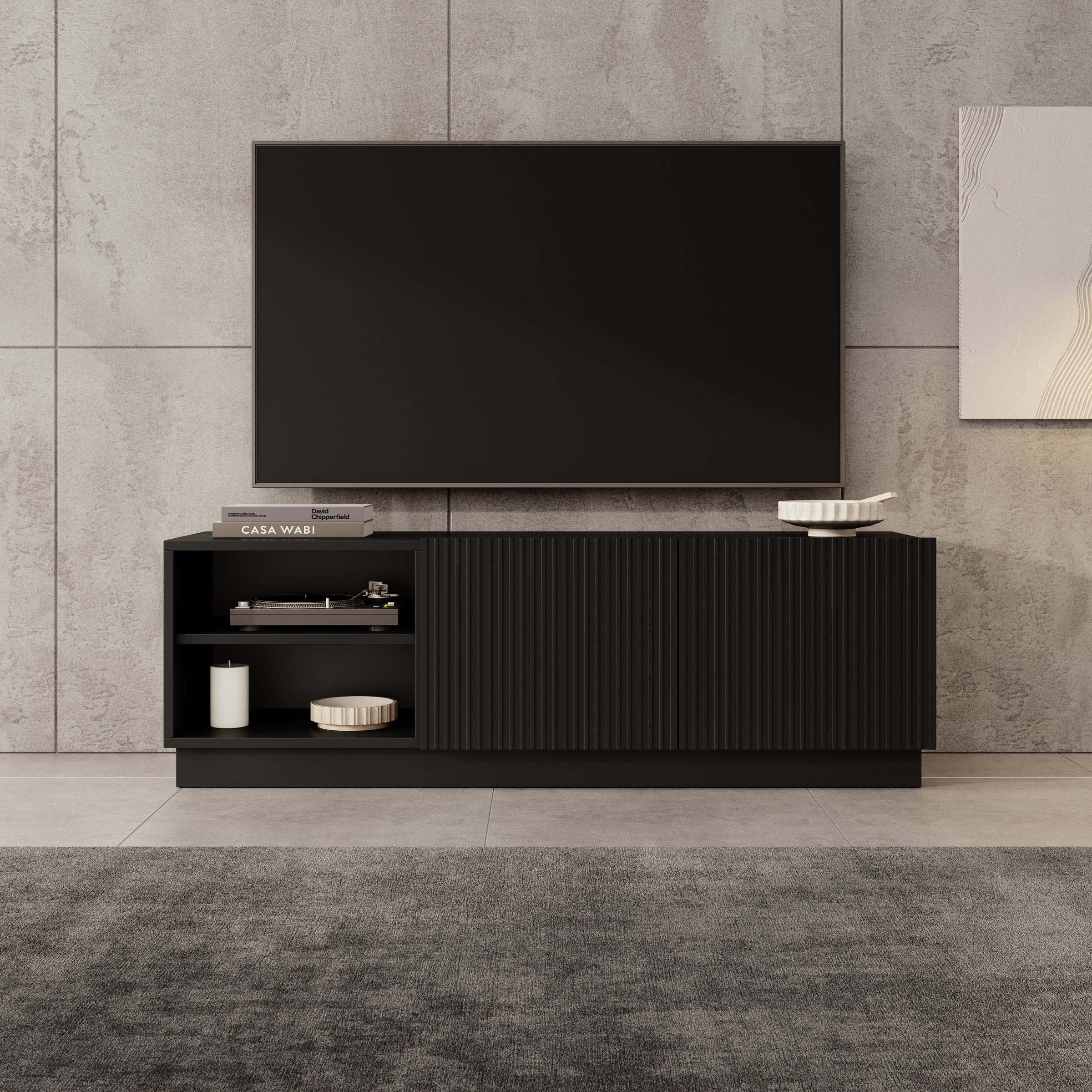 Lucera - TV-Meubel - Zwart - 150x42x48 cm - Image 5