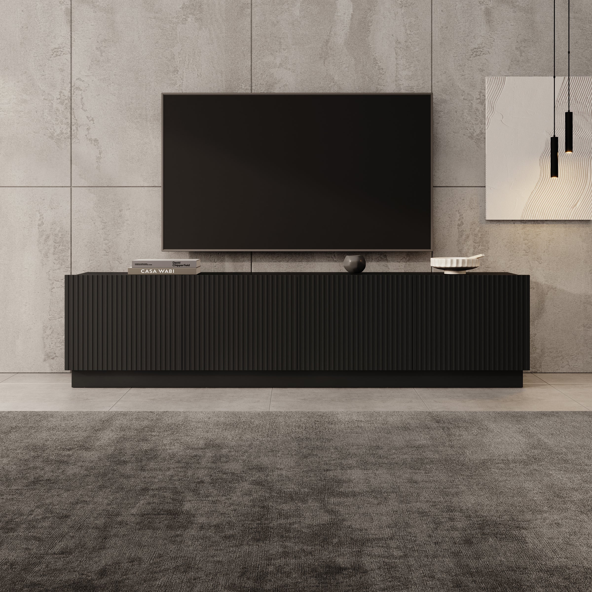 Lucera - TV-Meubel - Zwart - 200x42x48 cm - Image 3