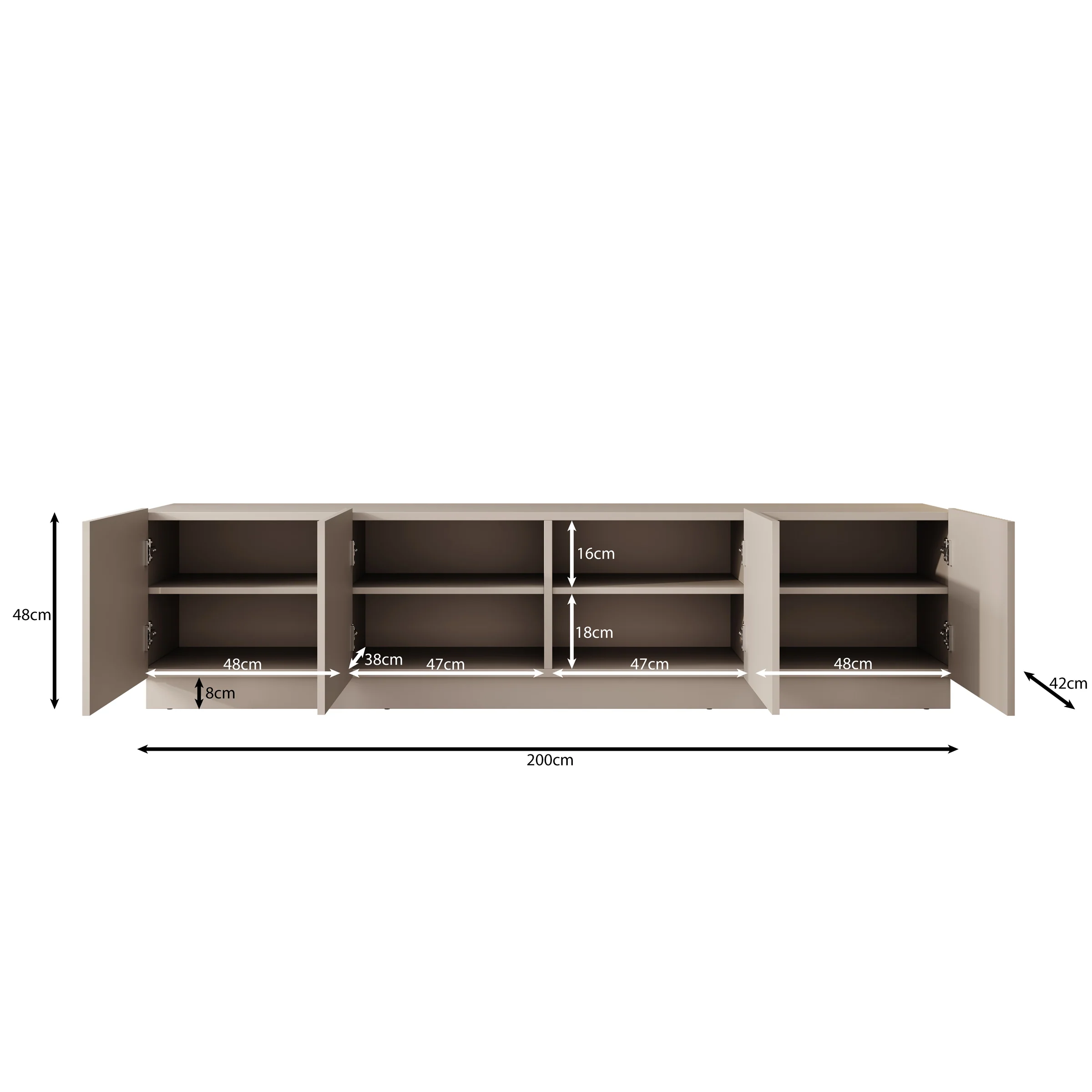 Lucera - TV-Meubel - Zwart - 200x42x48 cm - Image 5