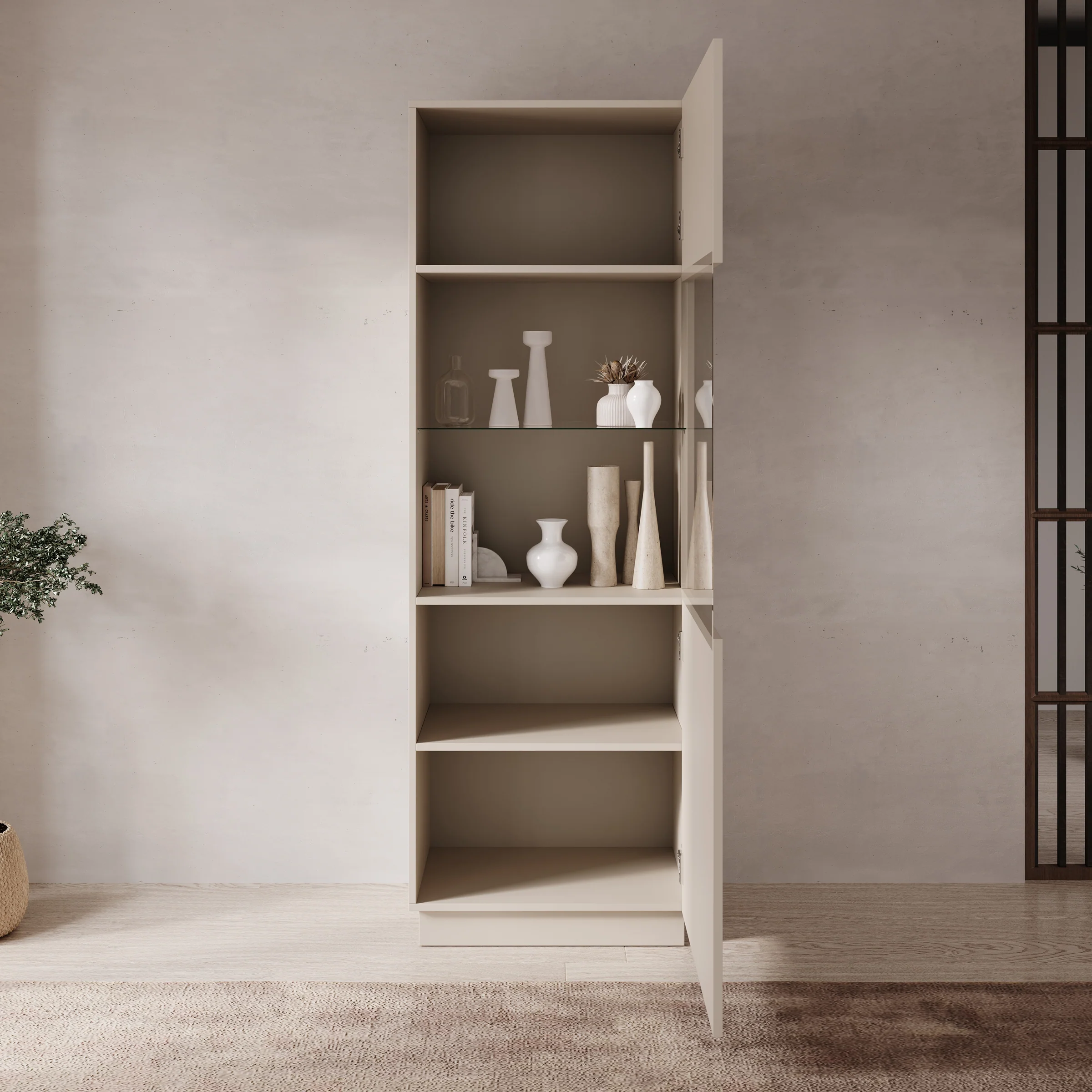 Lucera - Vitrinekast - Beige - 60x42x178 cm - Image 2