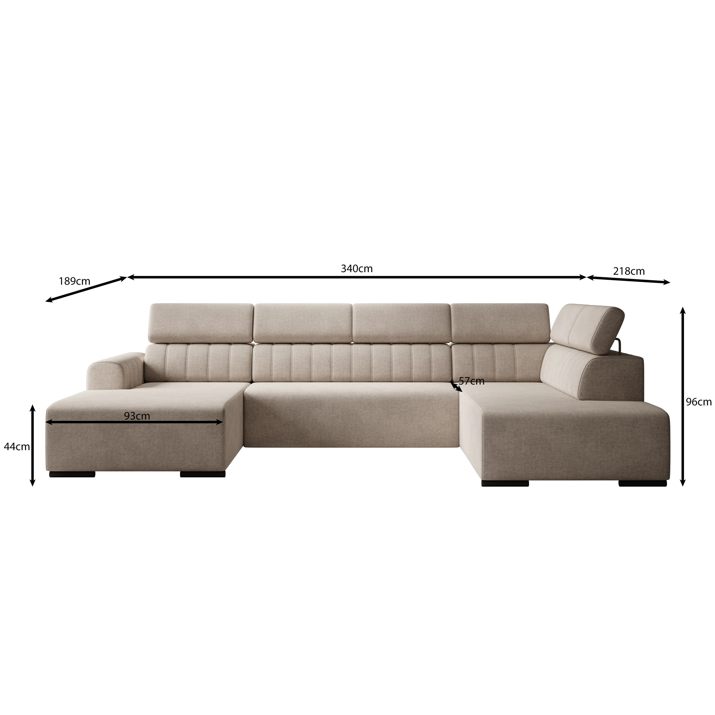 Lumae - Hoekbank 6-zits met chaise longue - Stof beige - Links - Image 5