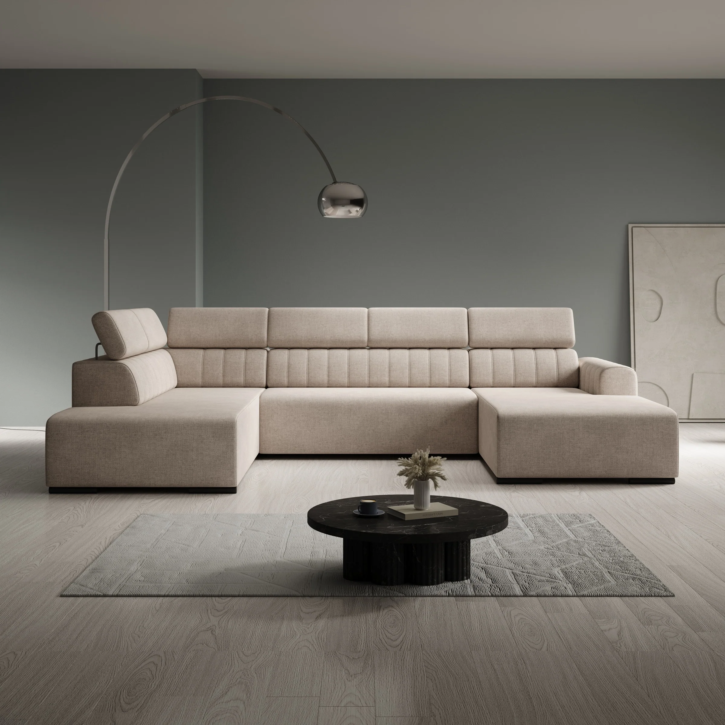 Lumae - Hoekbank 6-zits met chaise longue - Stof beige - Rechts - Image 2