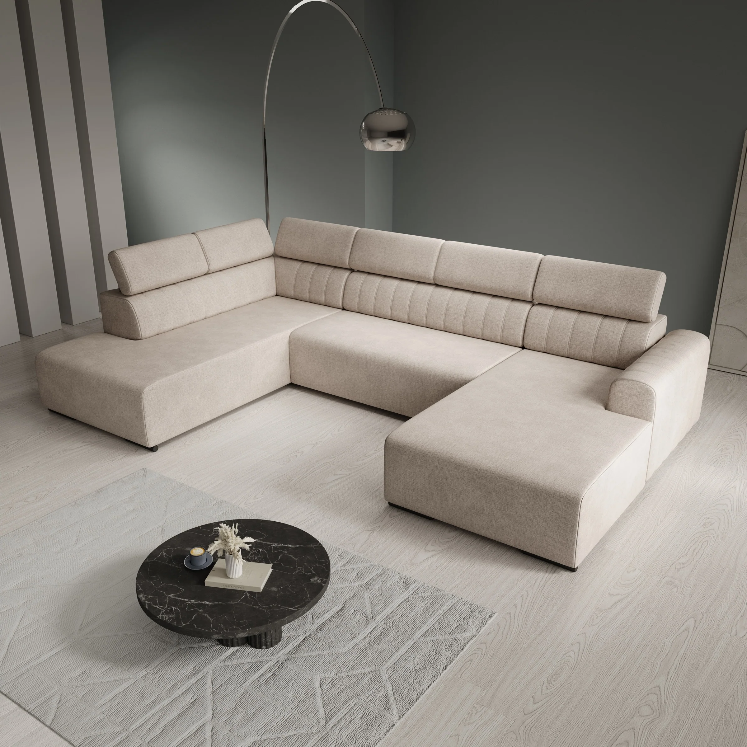 Lumae - Hoekbank 6-zits met chaise longue - Stof beige - Rechts - Image 3