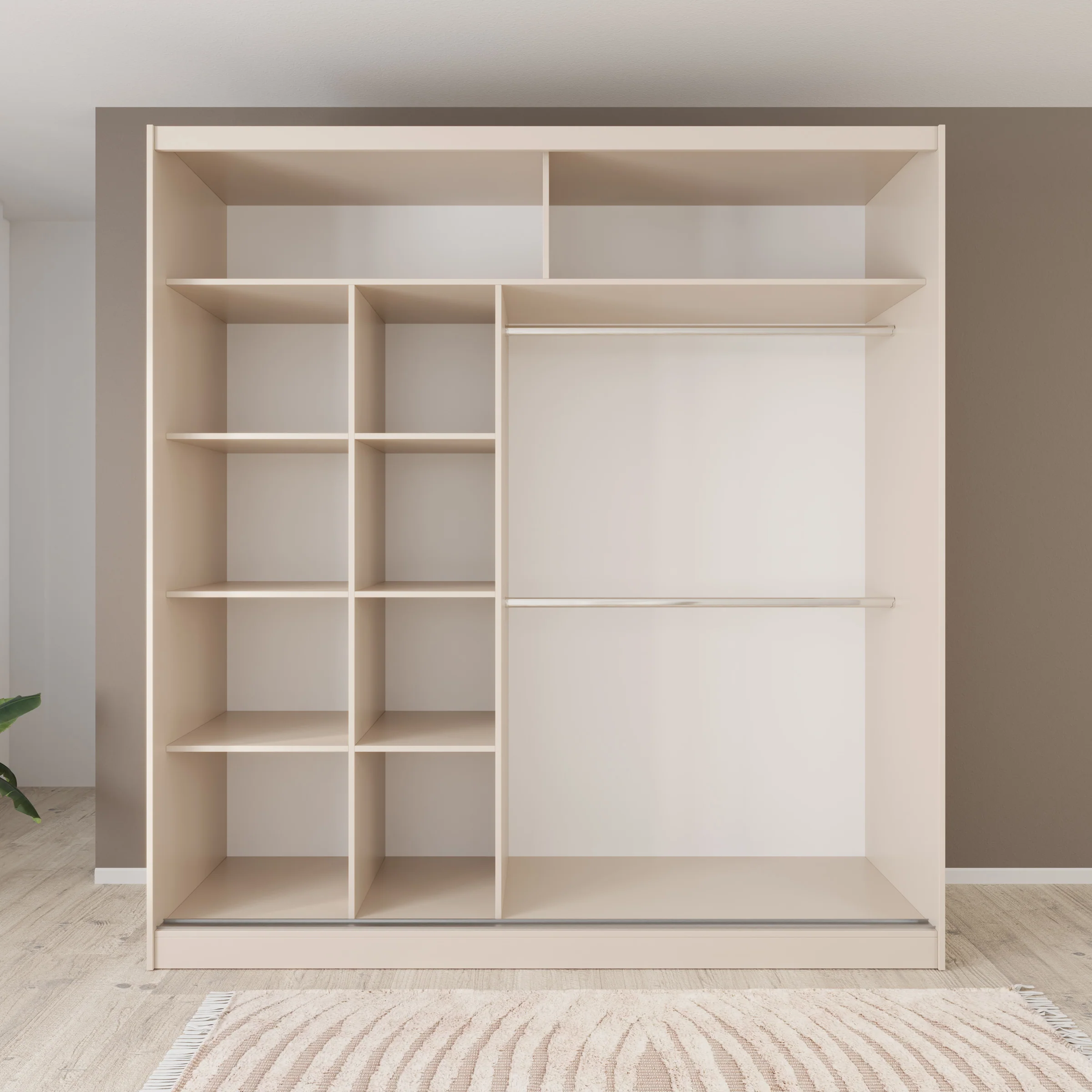 Lumivera - Kledingkast met schuifdeuren - Beige - 203x60x215 - Image 2