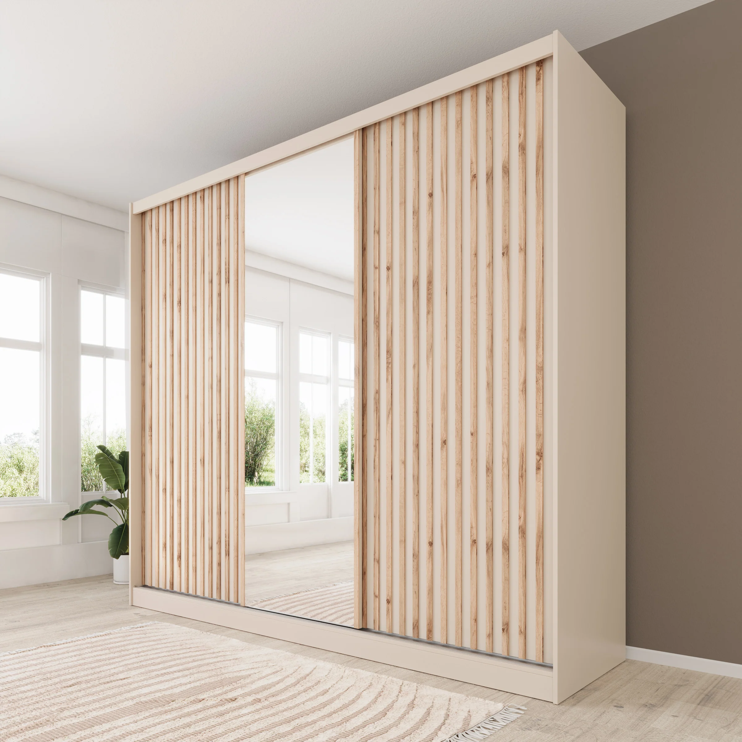 Lumivera - Kledingkast met schuifdeuren - Beige - 250x60x215