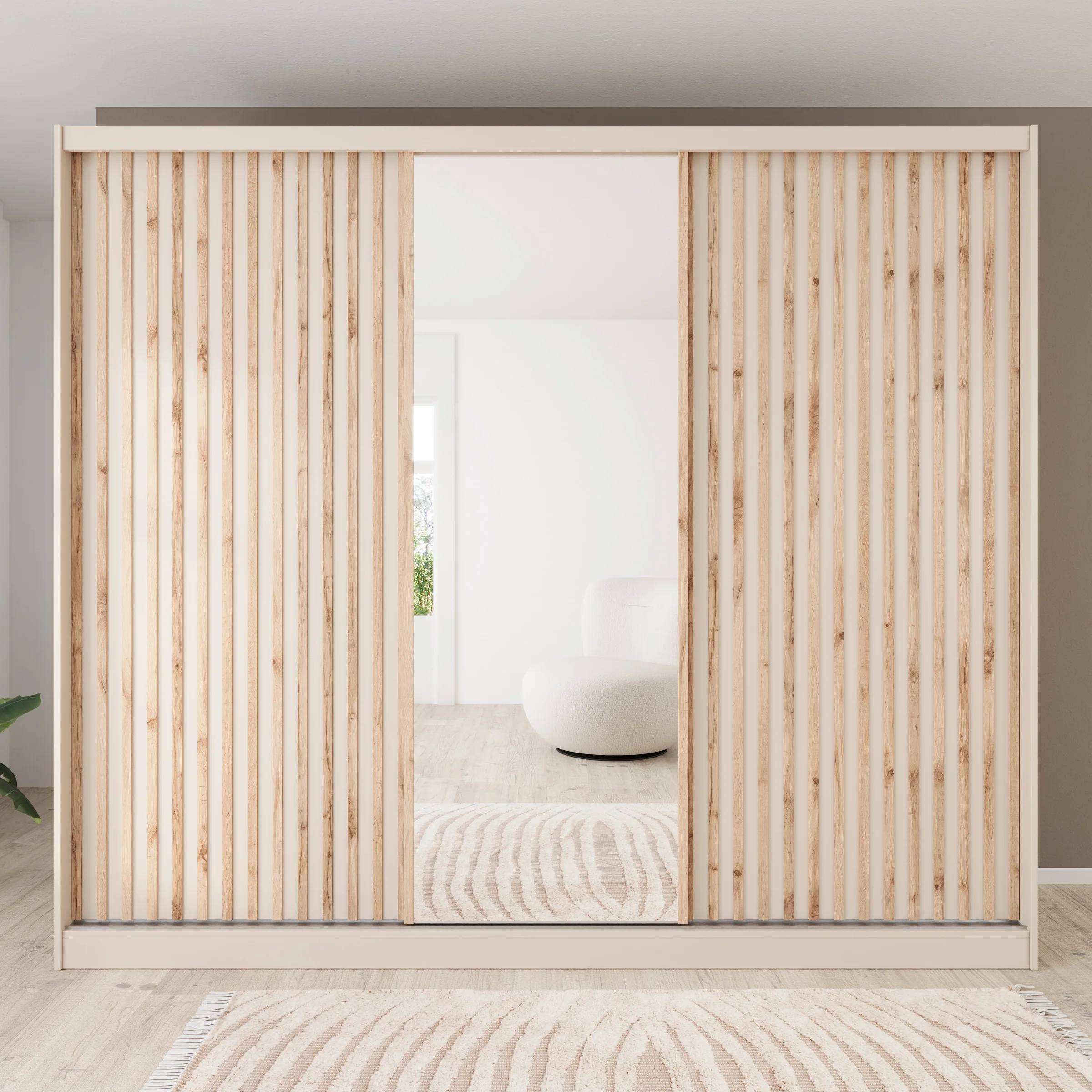 Lumivera - Kledingkast met schuifdeuren - Beige - 250x60x215 - Image 3