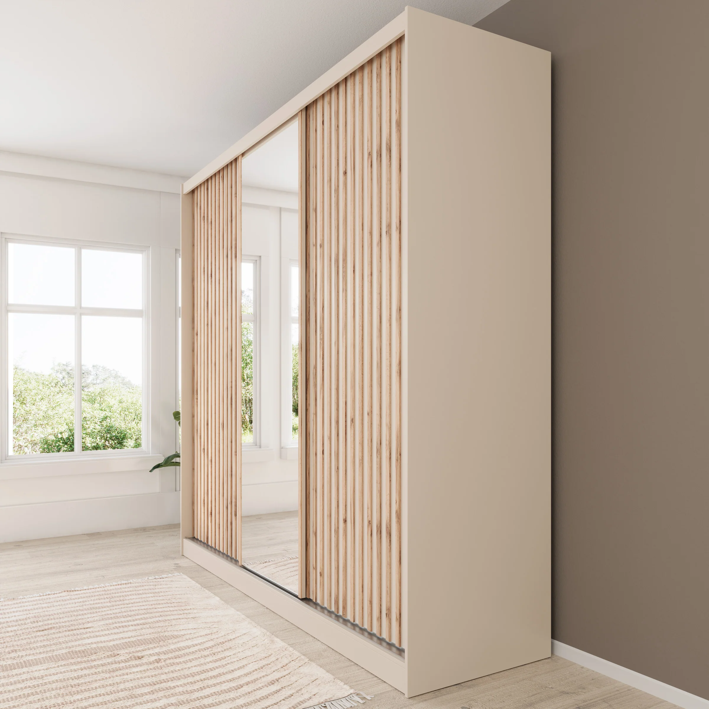 Lumivera - Kledingkast met schuifdeuren - Beige - 250x60x215 - Image 4