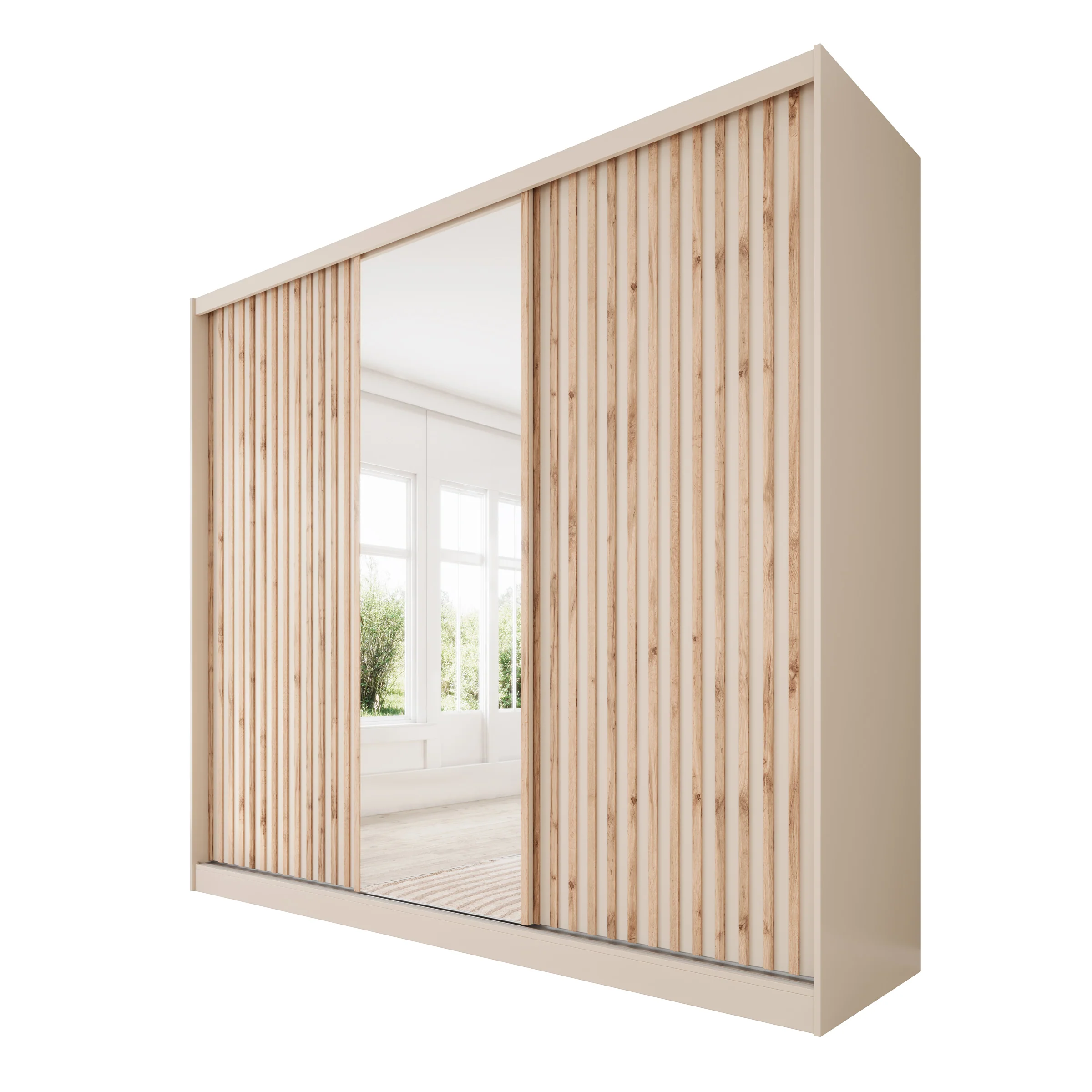 Lumivera - Kledingkast met schuifdeuren - Beige - 250x60x215 - Image 7