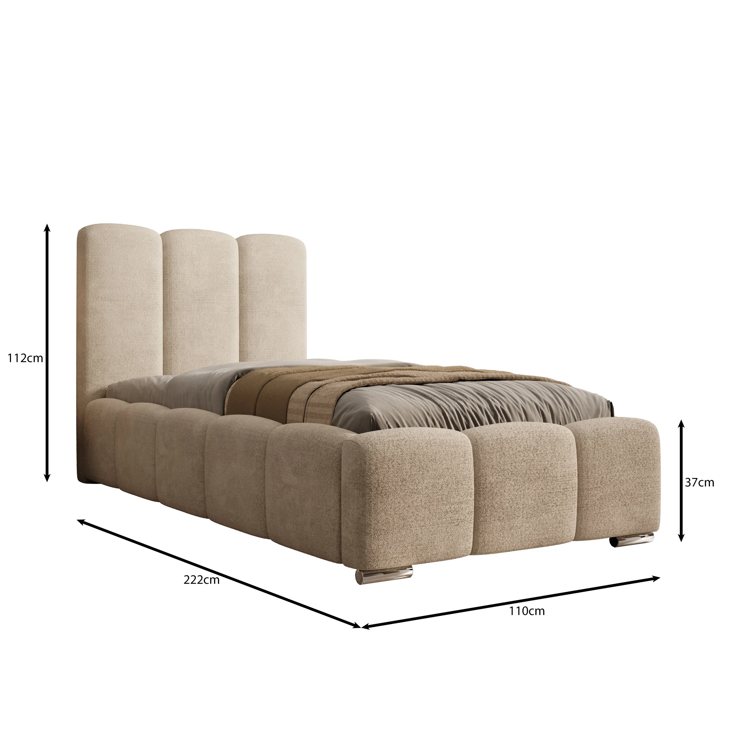 Lumo - Eenpersoonsbed met opbergruimte - Teddystof beige - 90x200 cm - Image 4