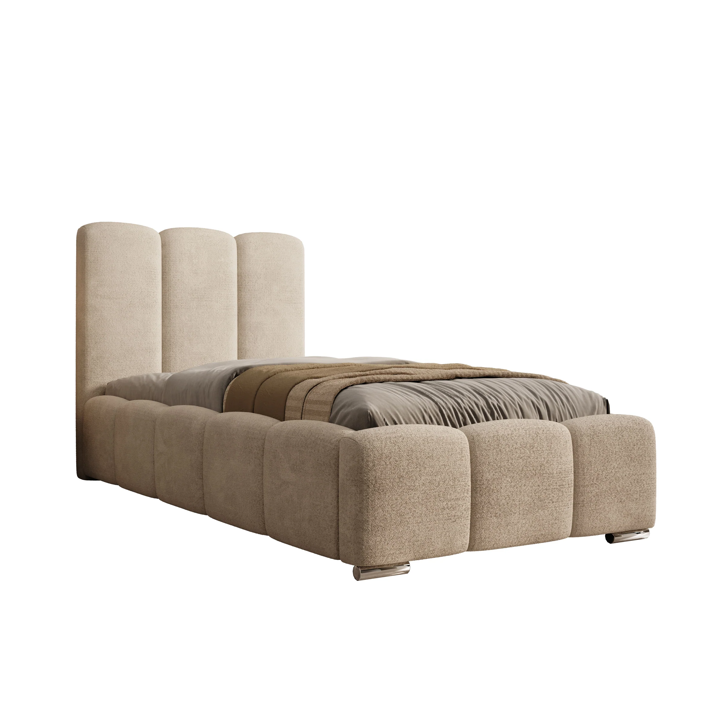 Lumo - Eenpersoonsbed met opbergruimte - Teddystof beige - 90x200 cm - Image 5
