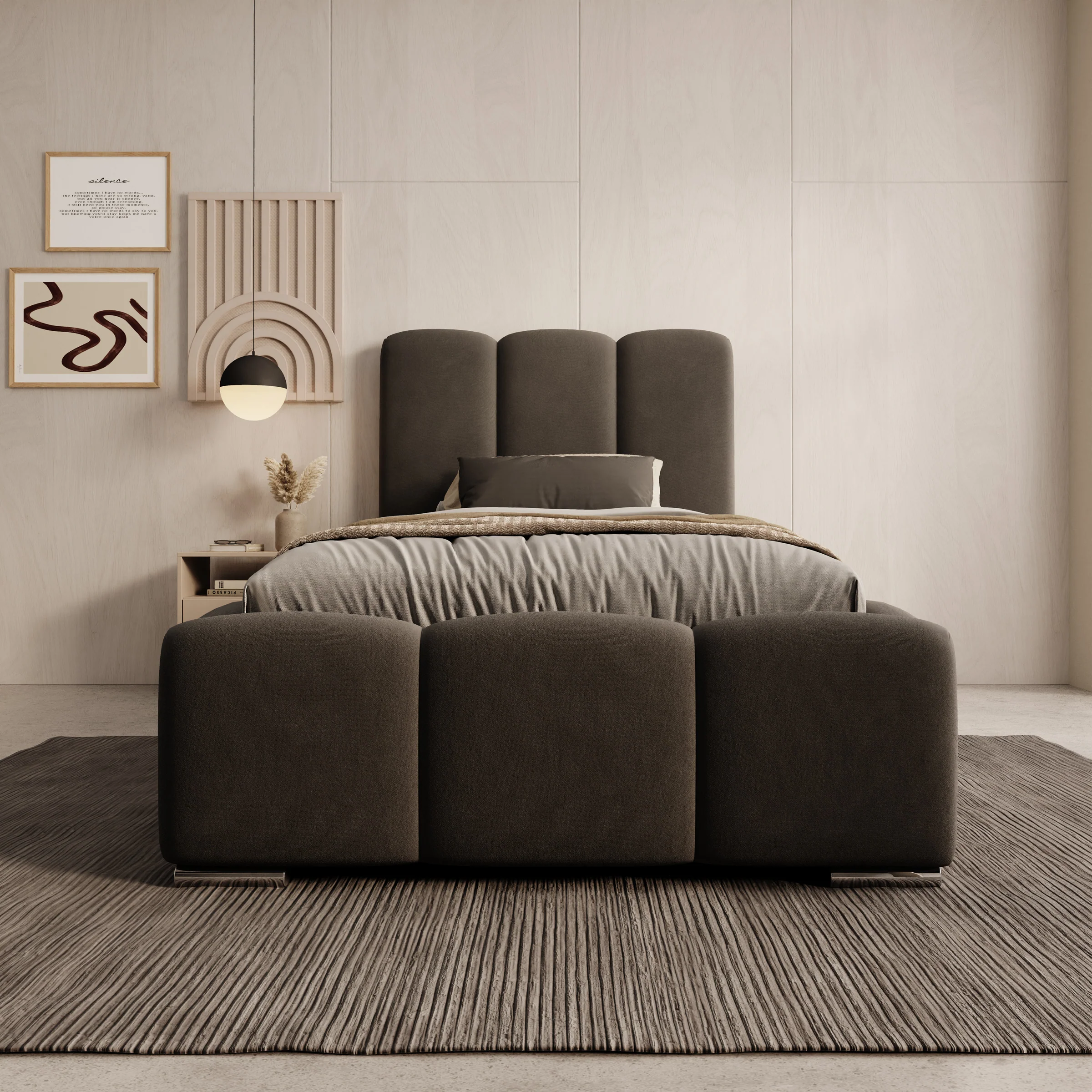 Lumo - Eenpersoonsbed met opbergruimte - Velvet zwart - 90x200 cm - Image 3