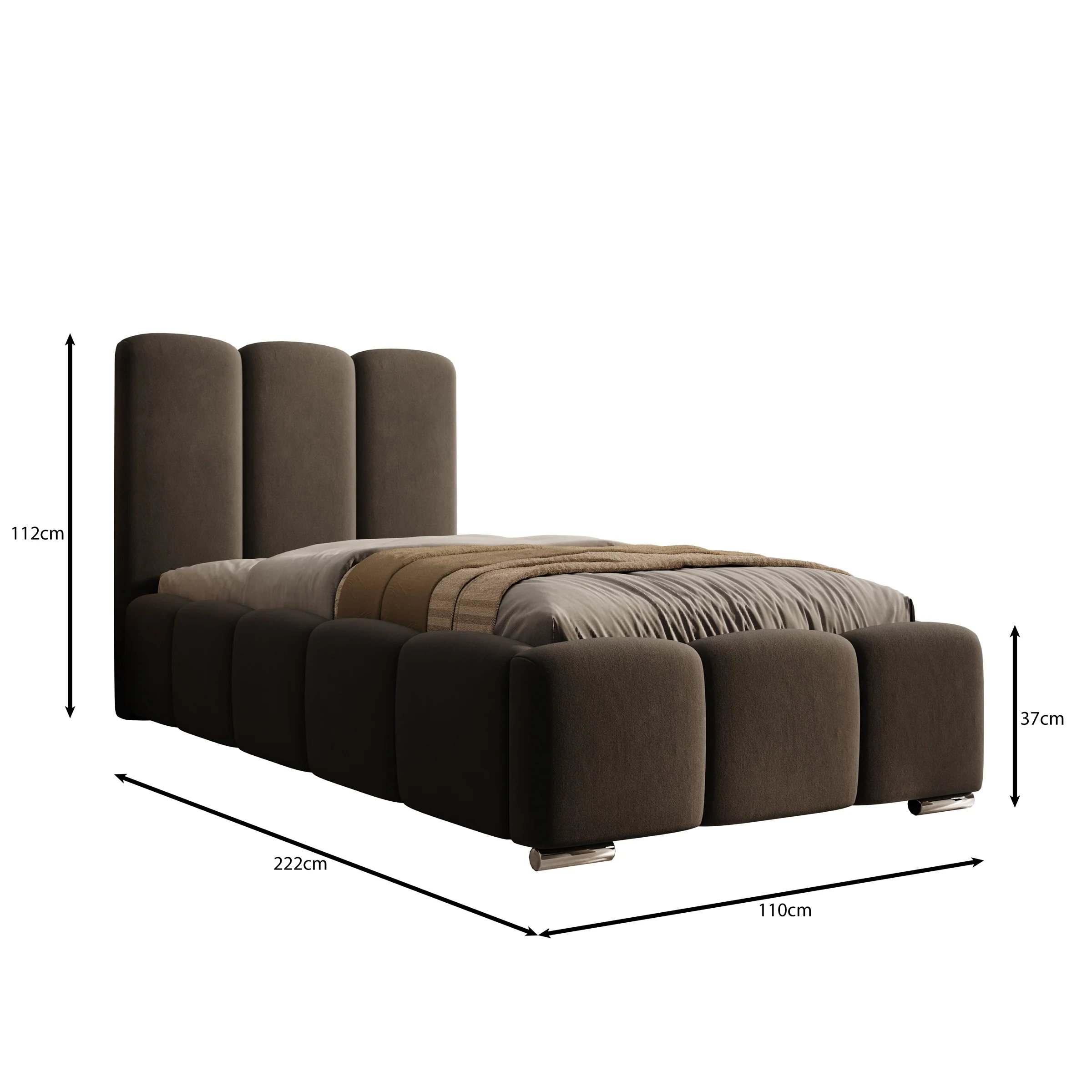 Lumo - Eenpersoonsbed met opbergruimte - Velvet zwart - 90x200 cm - Image 4