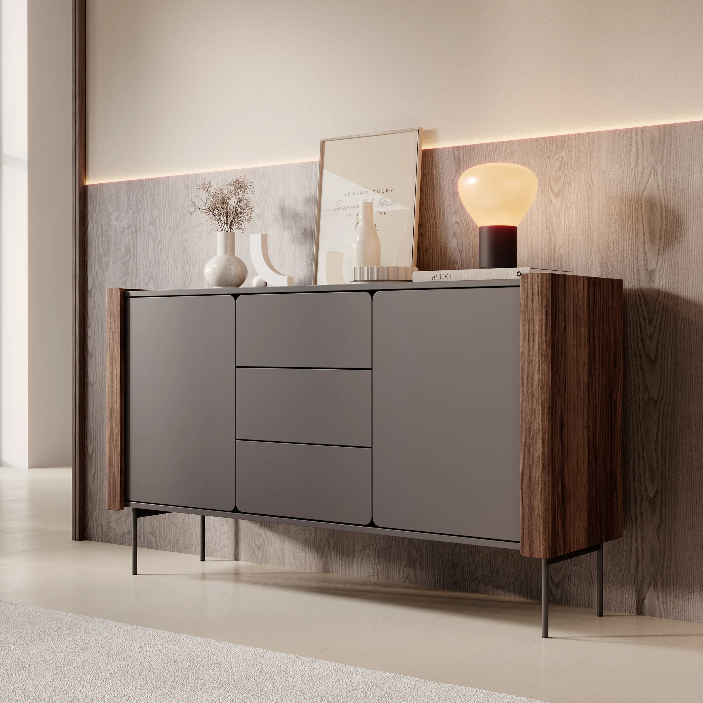 Lux - Dressoir - Zwart - 142x40x83 cm