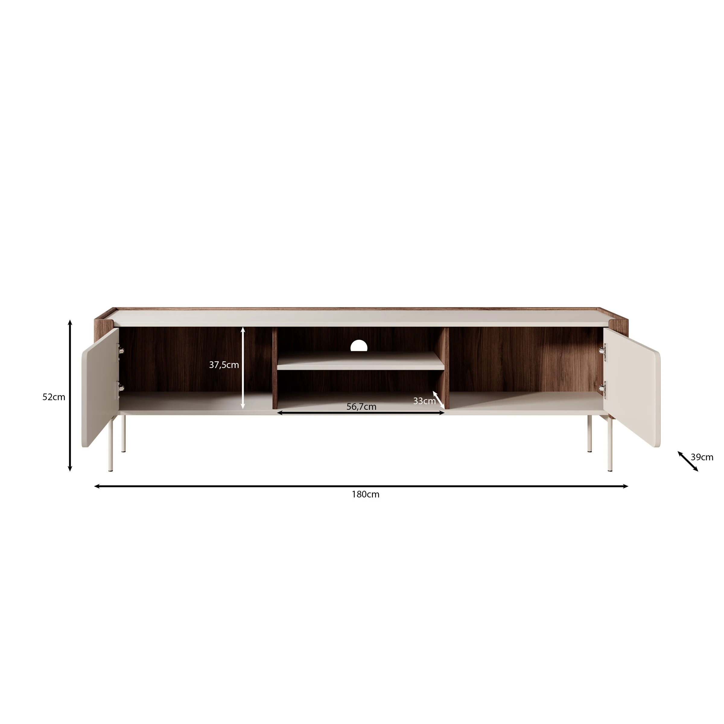 Lux - TV-Meubel - Zwart - 180x39x52 cm - Image 5