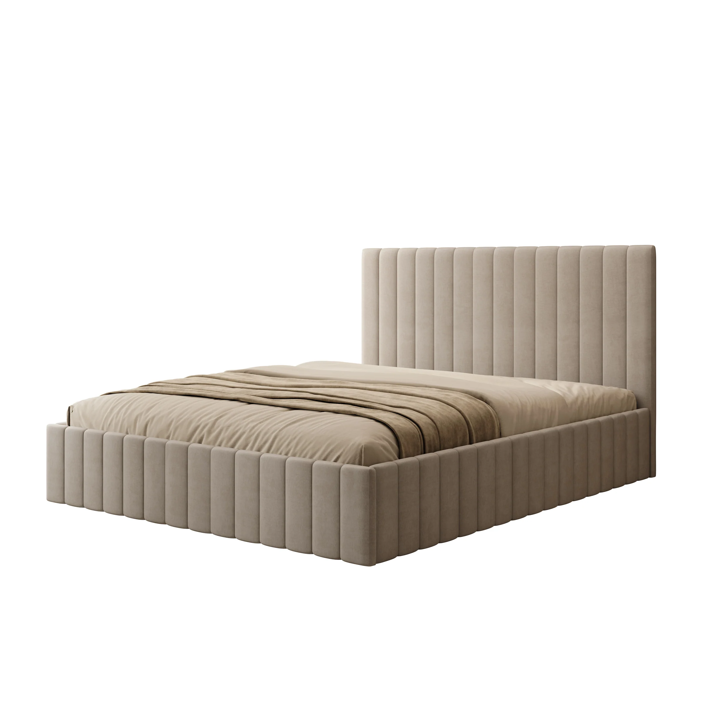 Luz - Tweepersoonsbed met opbergruimte - Beige velvet - 160x200 cm - Image 5