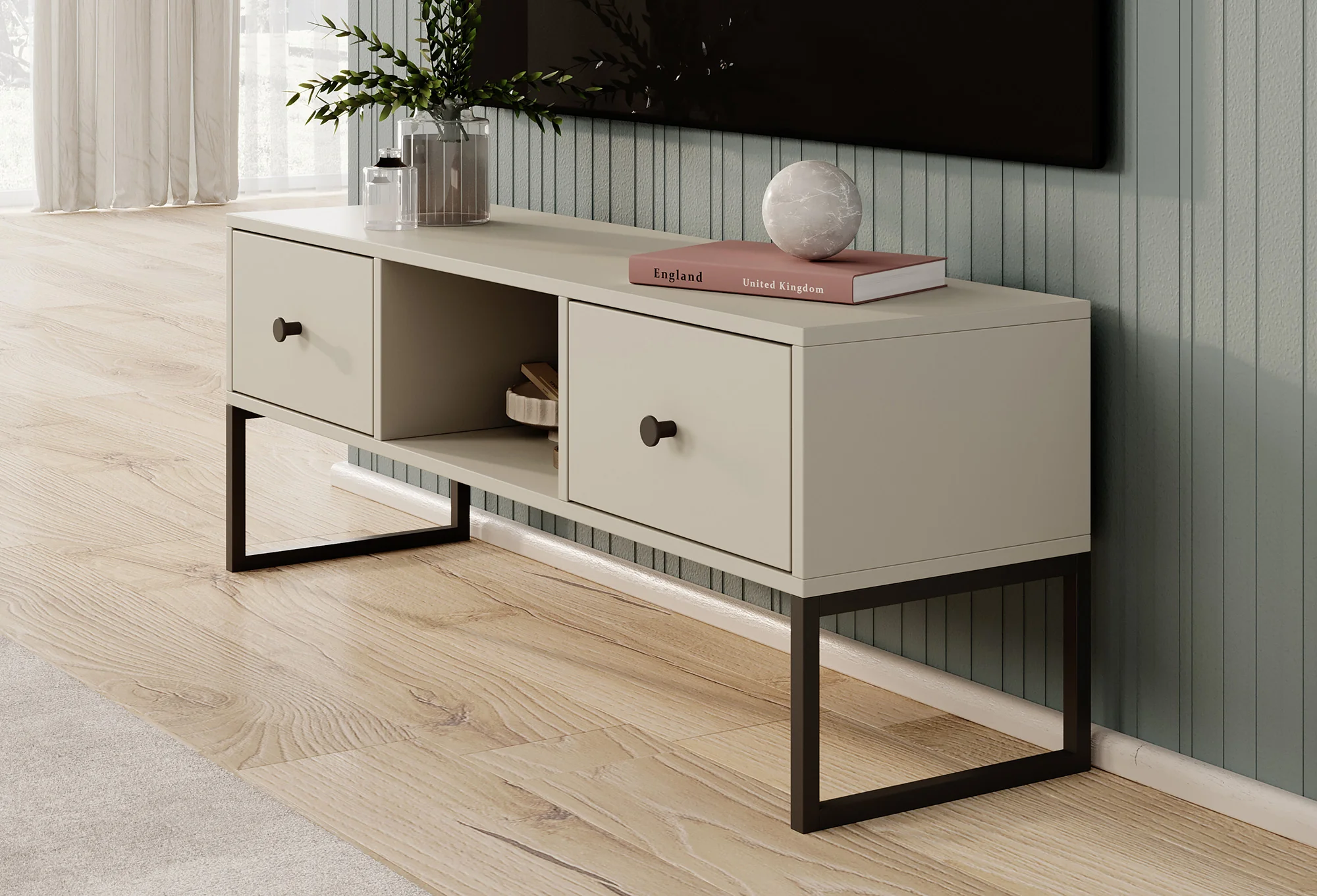 Lyndall - TV-Meubel met 2 lades - Beige - 115 cm - Image 4