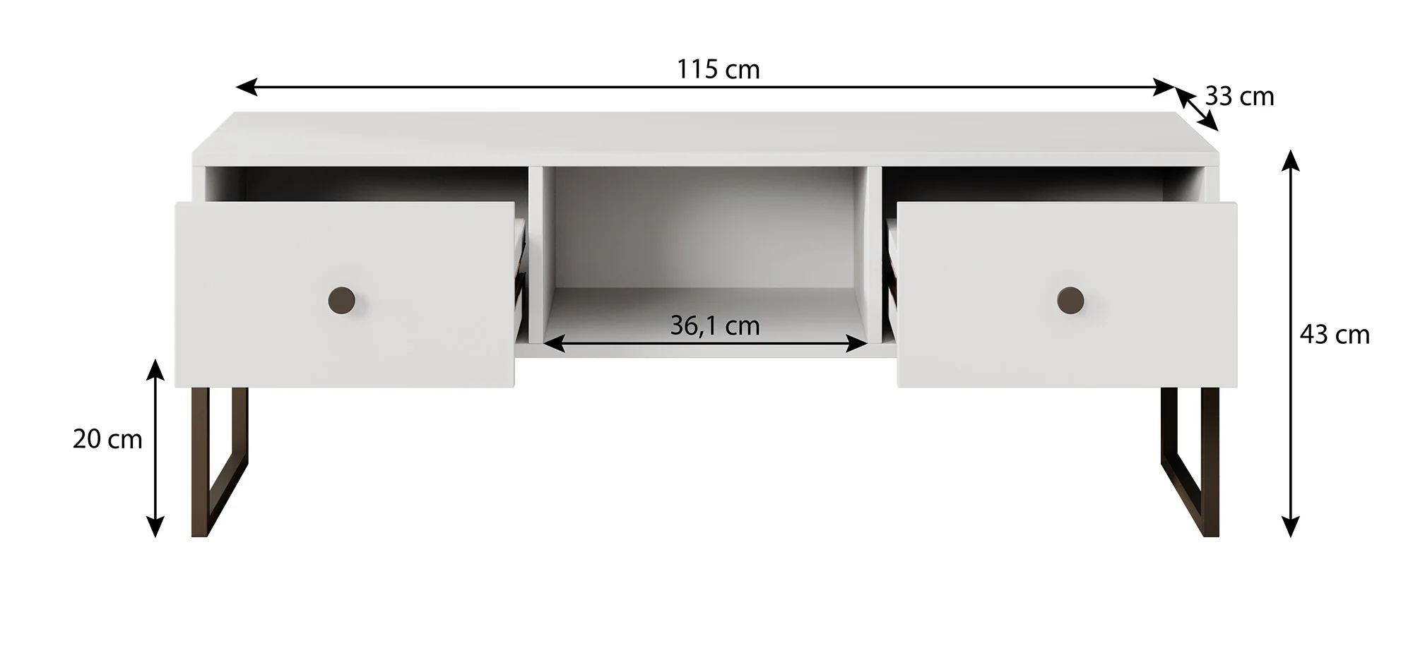 Lyndall - TV-Meubel met 2 lades - Beige - 115 cm - Image 5