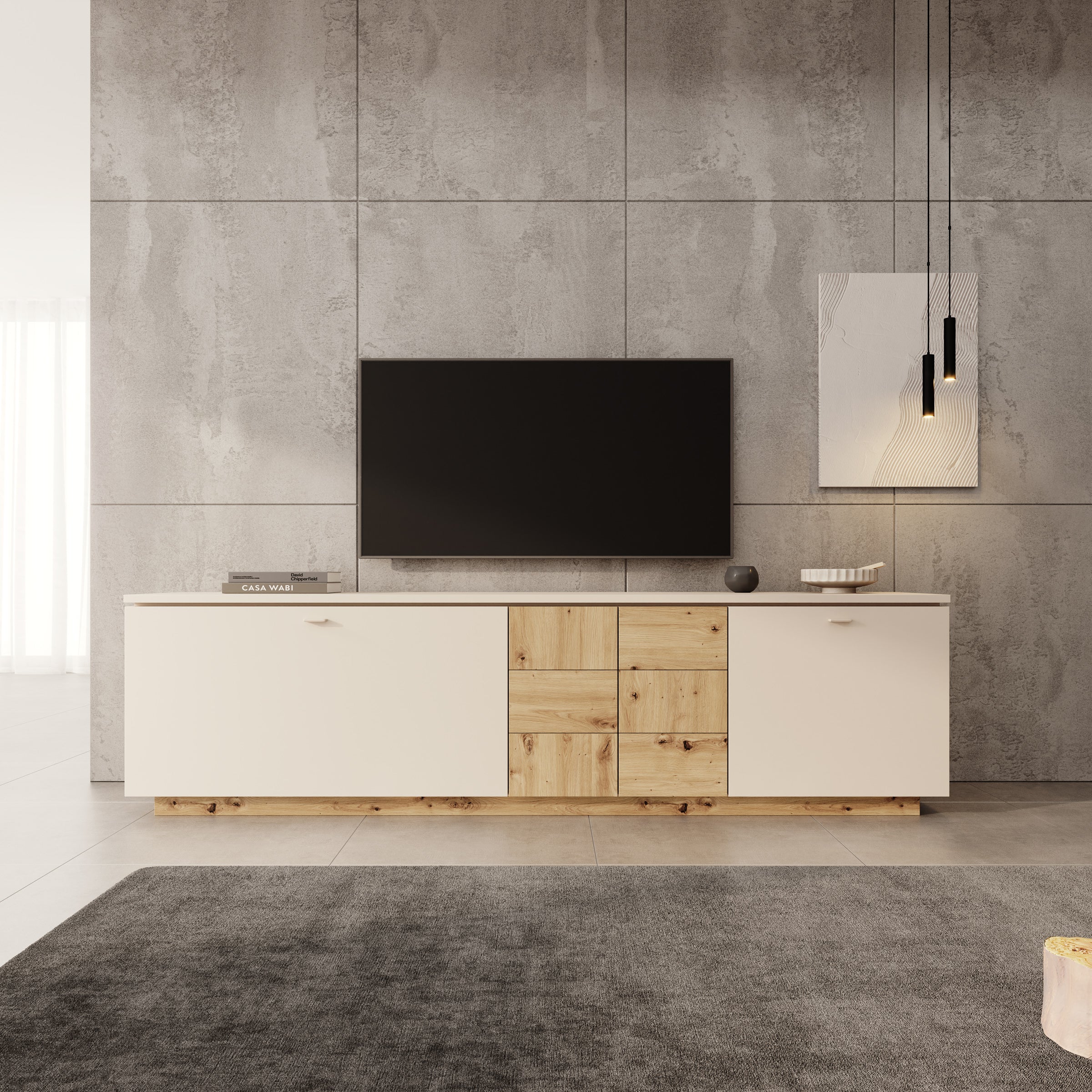 Lynora - TV-Meubel - Beige - 225x42x58 cm - Image 3