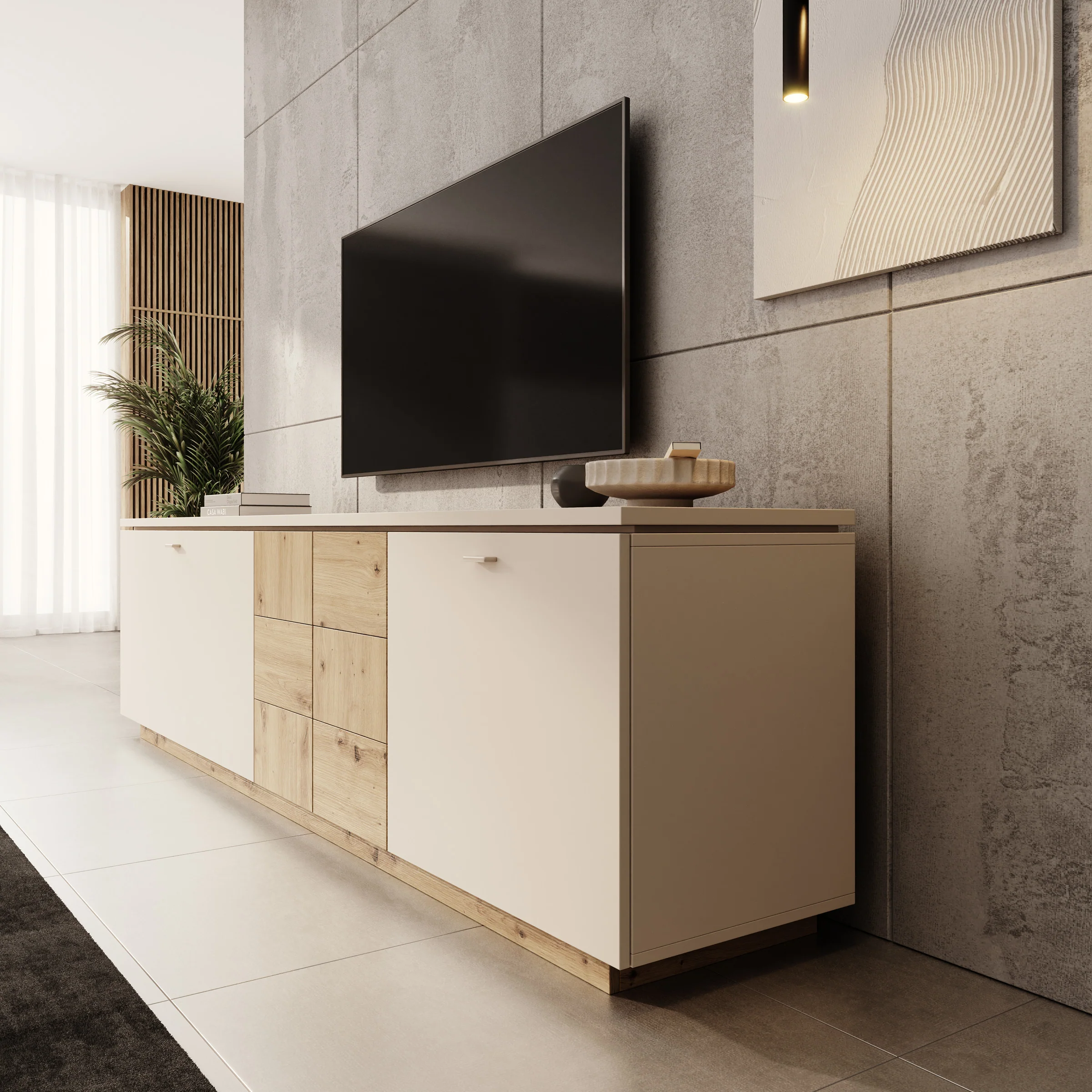 Lynora - TV-Meubel - Beige - 225x42x58 cm - Image 4