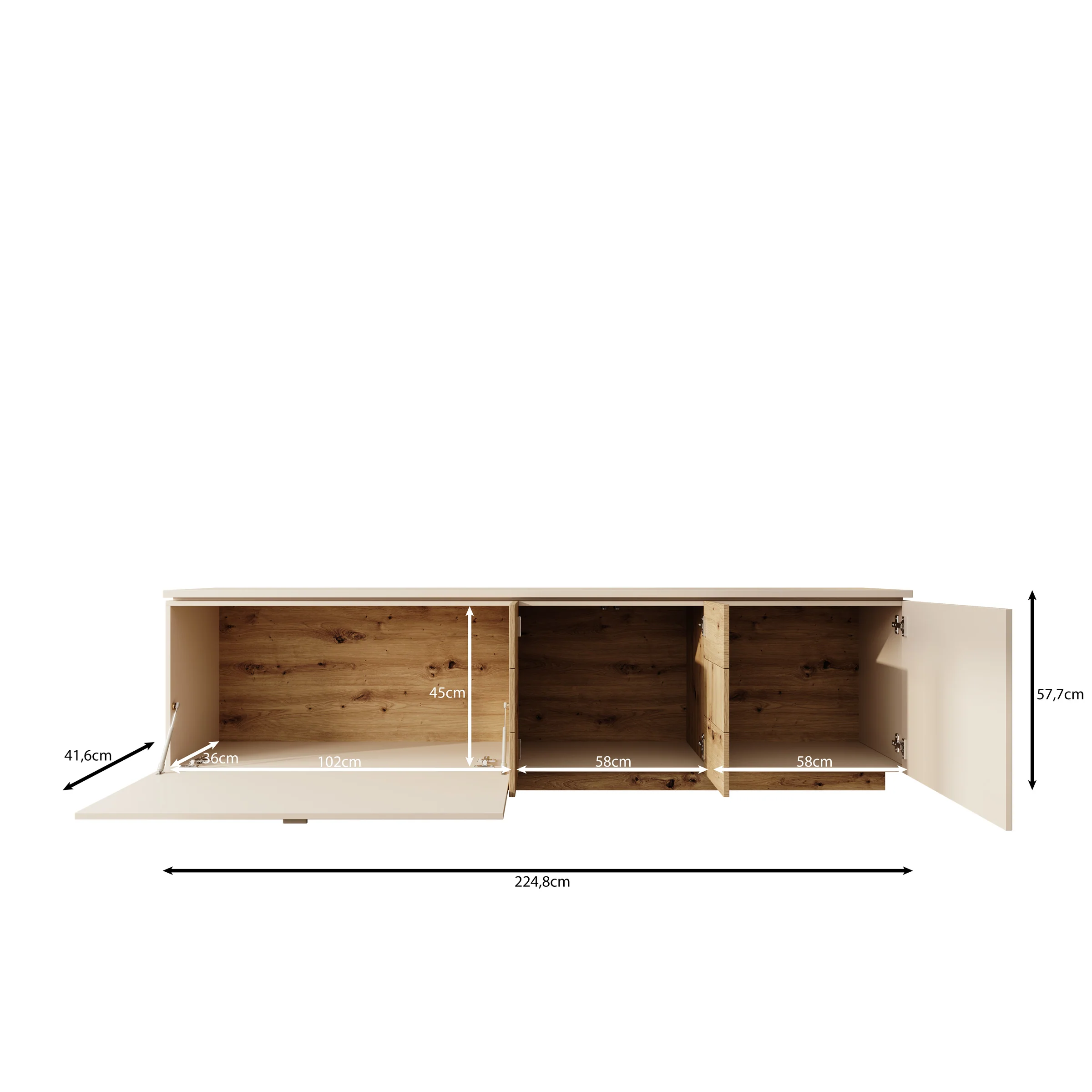 Lynora - TV-Meubel - Beige - 225x42x58 cm - Image 6