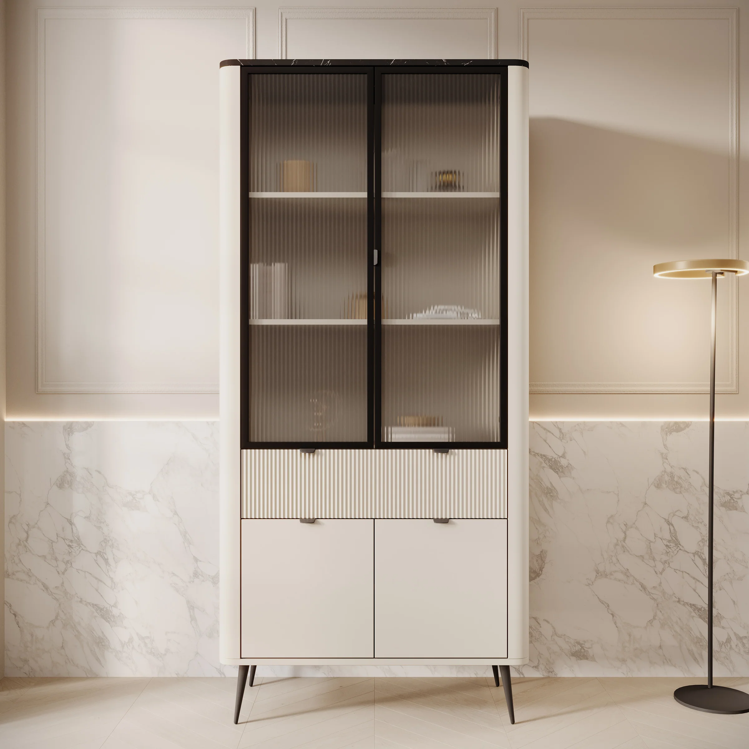 Mace - Vitrinekast - Beige - 90x40x191 cm - Image 3
