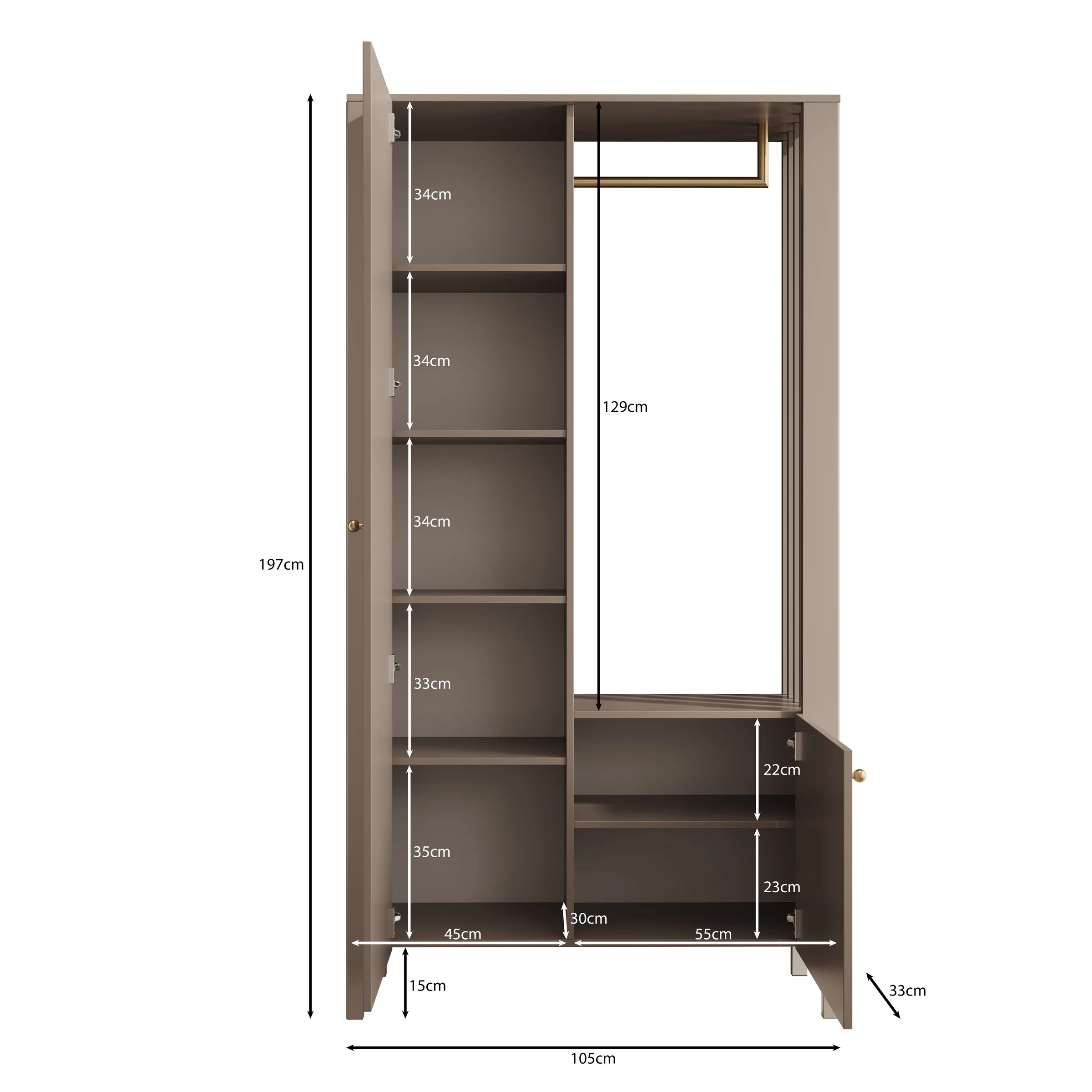 Madison - Kapstok met deur - Beige - 105x33x197 cm - Image 5