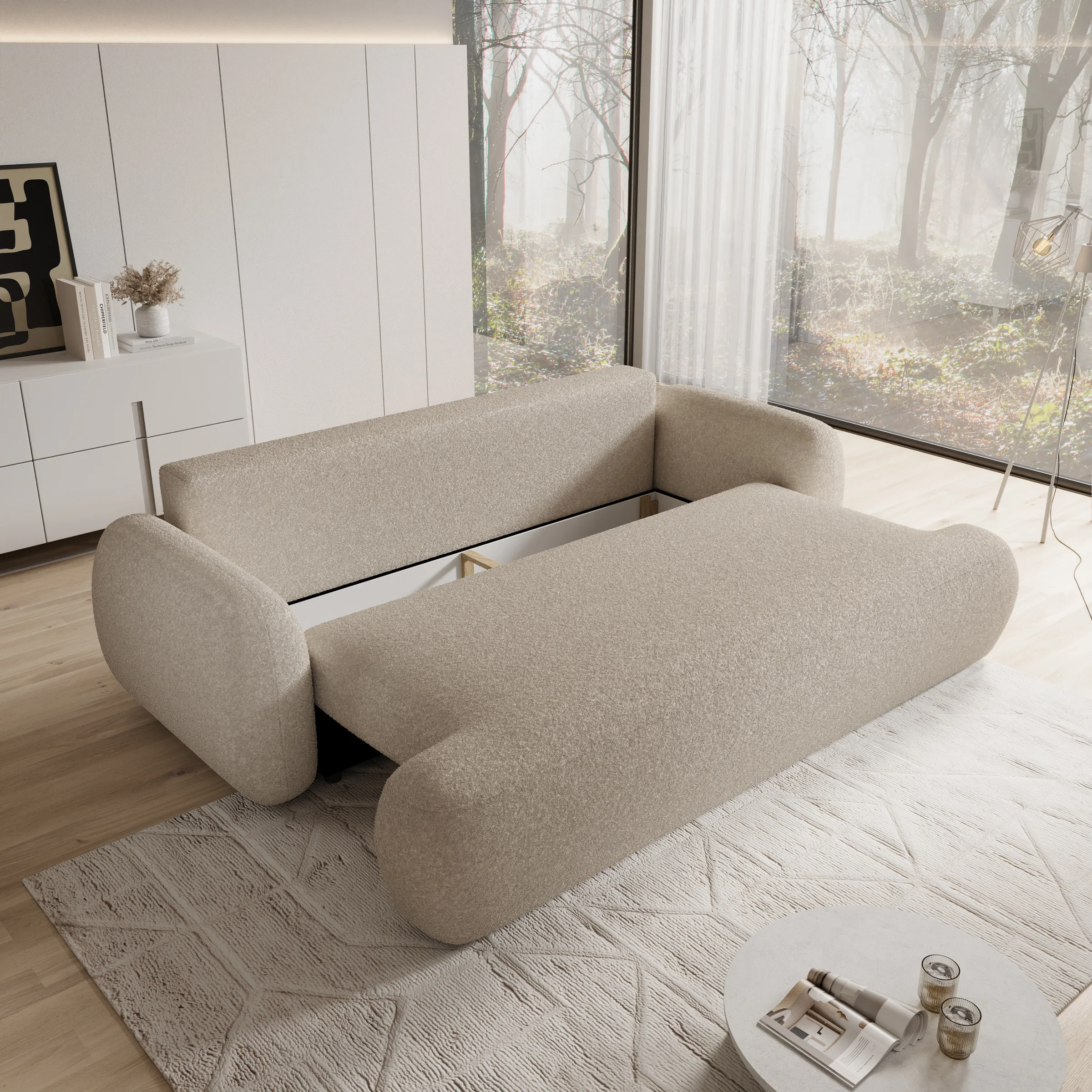 Malaga - Slaapbank - Teddystof beige - 256x115x85 cm - Image 3