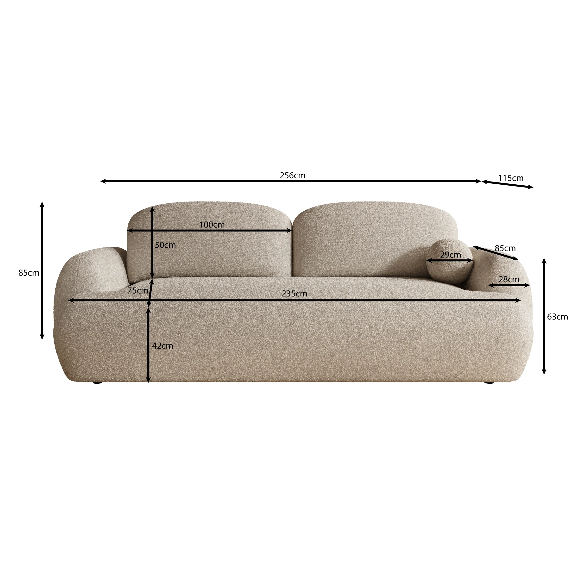 Malaga - Slaapbank - Teddystof beige - 256x115x85 cm - Image 5