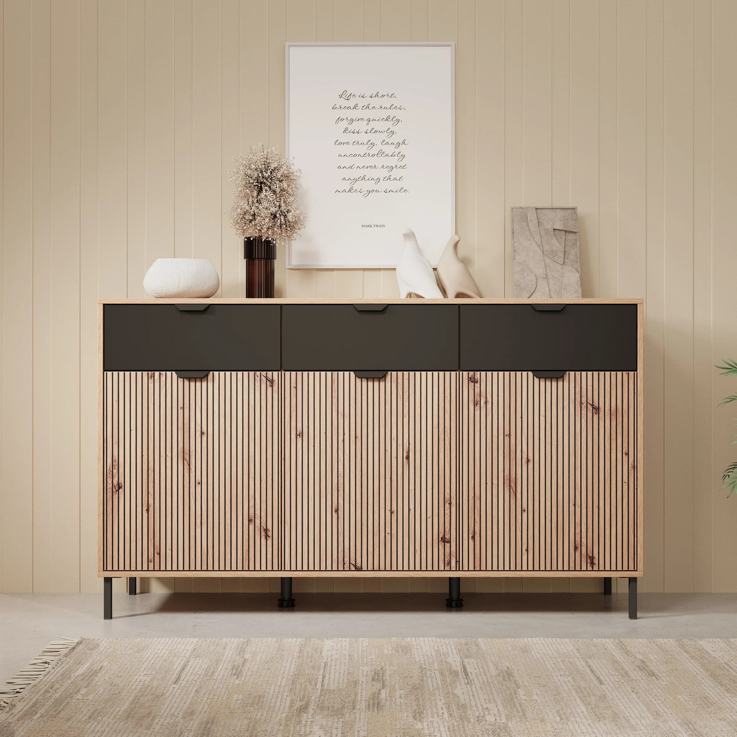 Malaika - Dressoir - Beige - 157x40x93 cm - Image 2