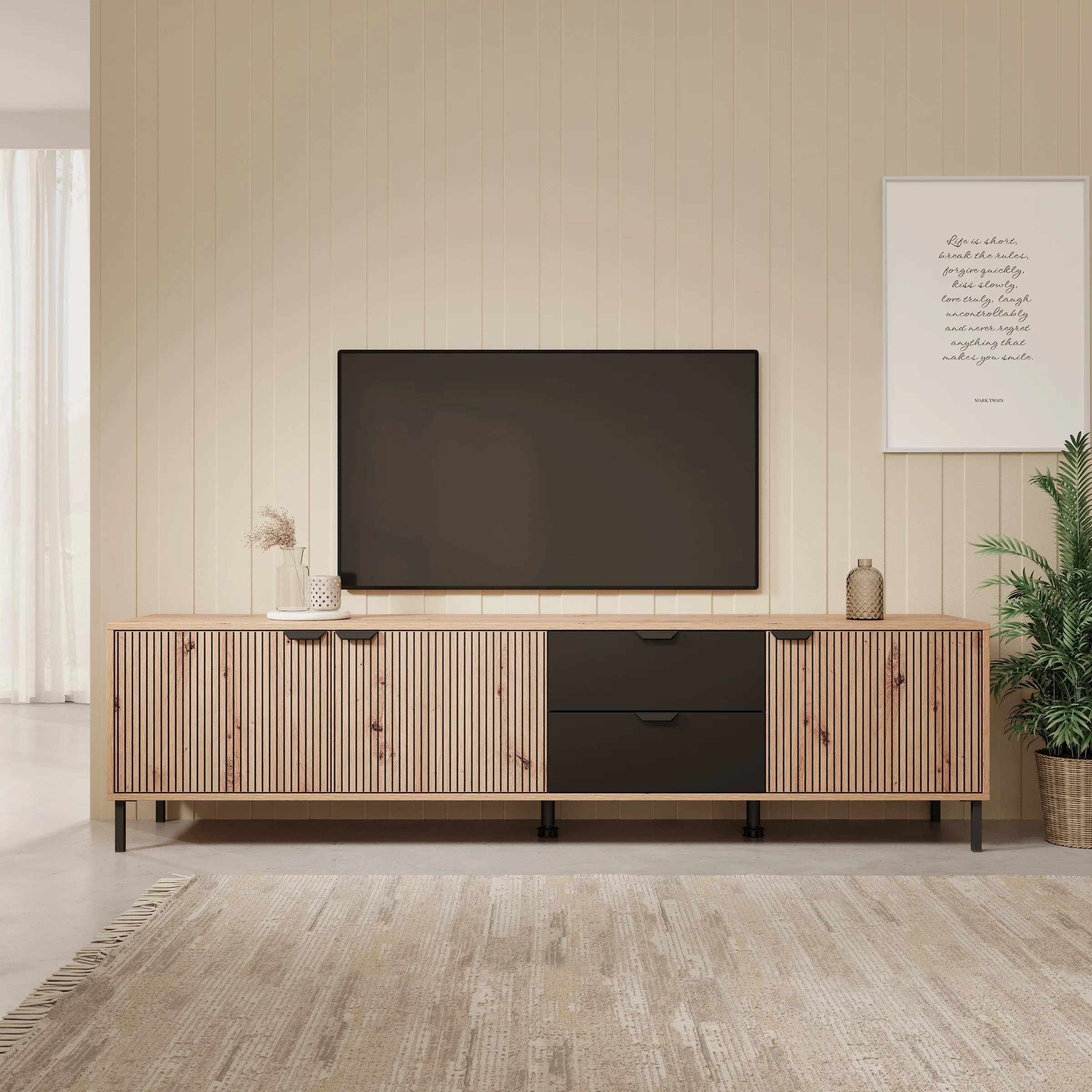 Malaika - TV-Meubel - Eiken - 208x40x54 cm - Image 2