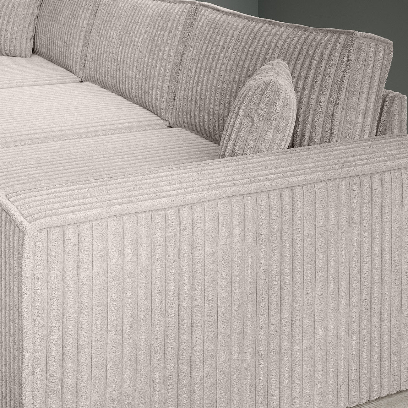 Manolo - Hoekbank 3-zits met chaise longue - Ribstof beige - Links - Image 4
