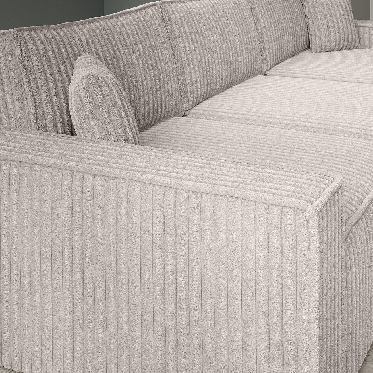 Manolo - Hoekbank 3-zits met chaise longue - Ribstof beige - Rechts - Image 4