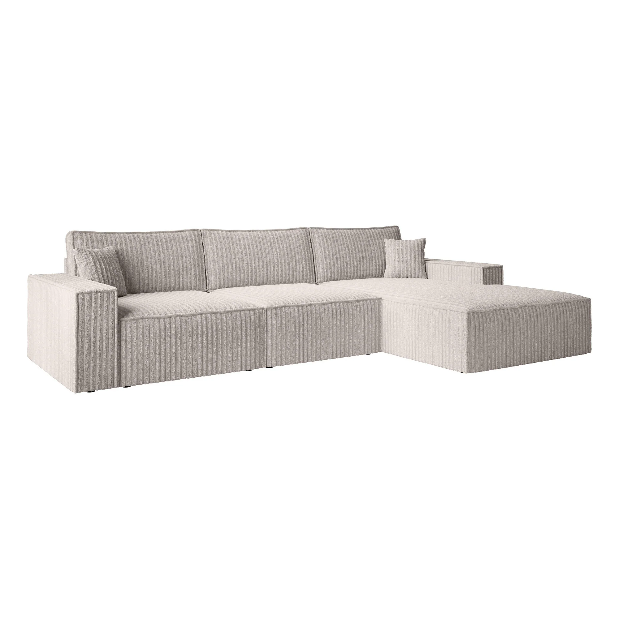 Manolo - Hoekbank 3-zits met chaise longue - Ribstof beige - Rechts - Image 7