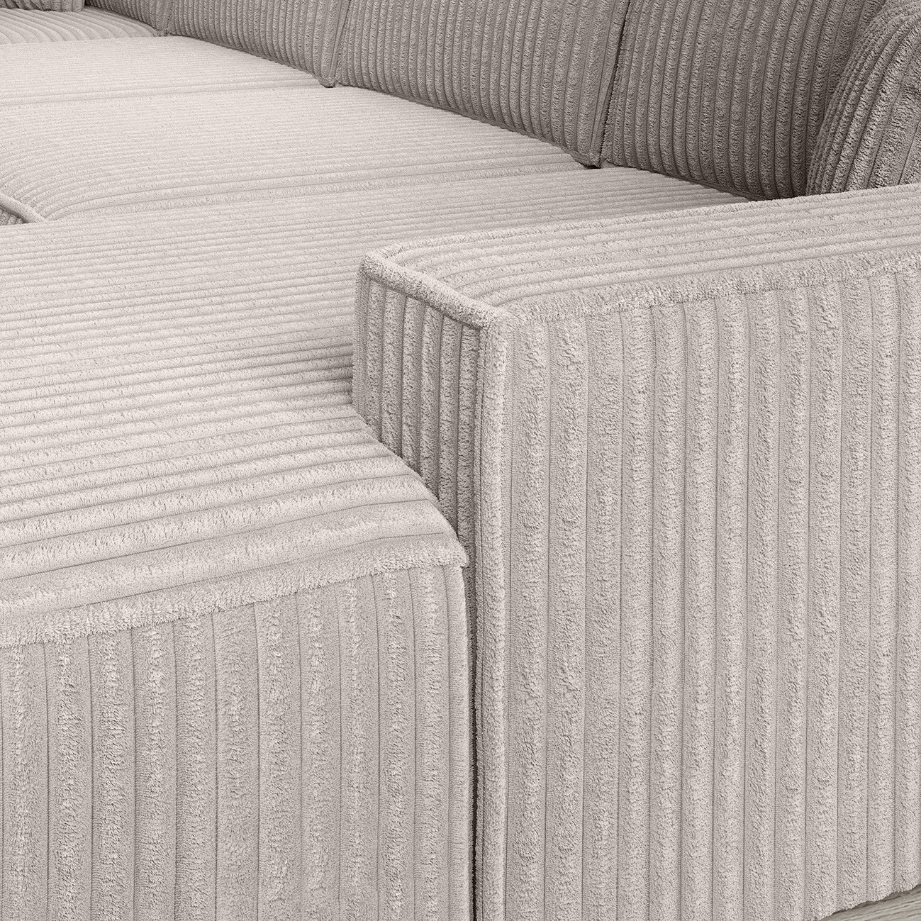Manolo - Hoekbank 5-zits met chaise longue - Ribstof beige - Rechts - Image 4
