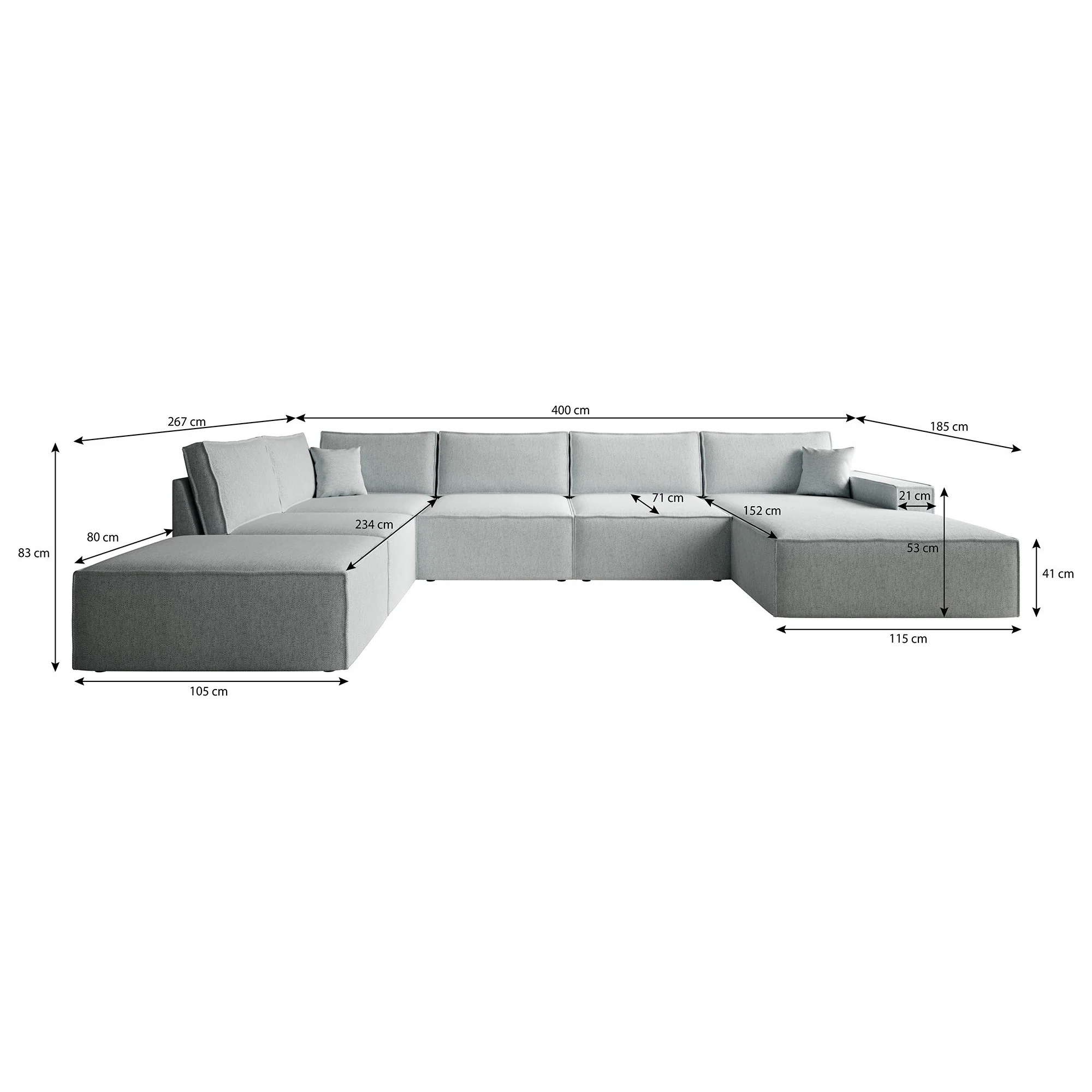 Manolo - Hoekbank 5-zits met chaise longue - Ribstof beige - Rechts - Image 6