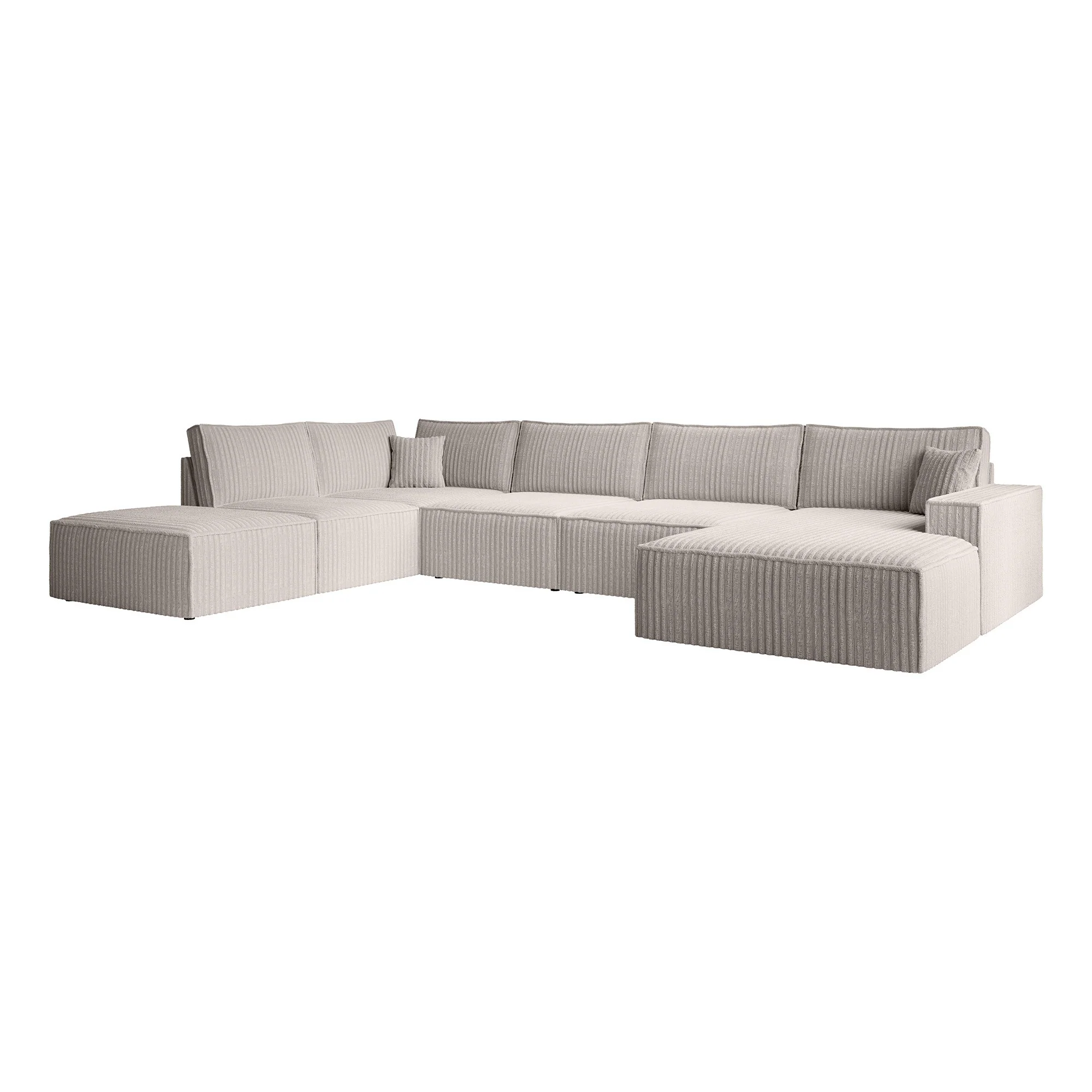 Manolo - Hoekbank 5-zits met chaise longue - Ribstof beige - Rechts - Image 7