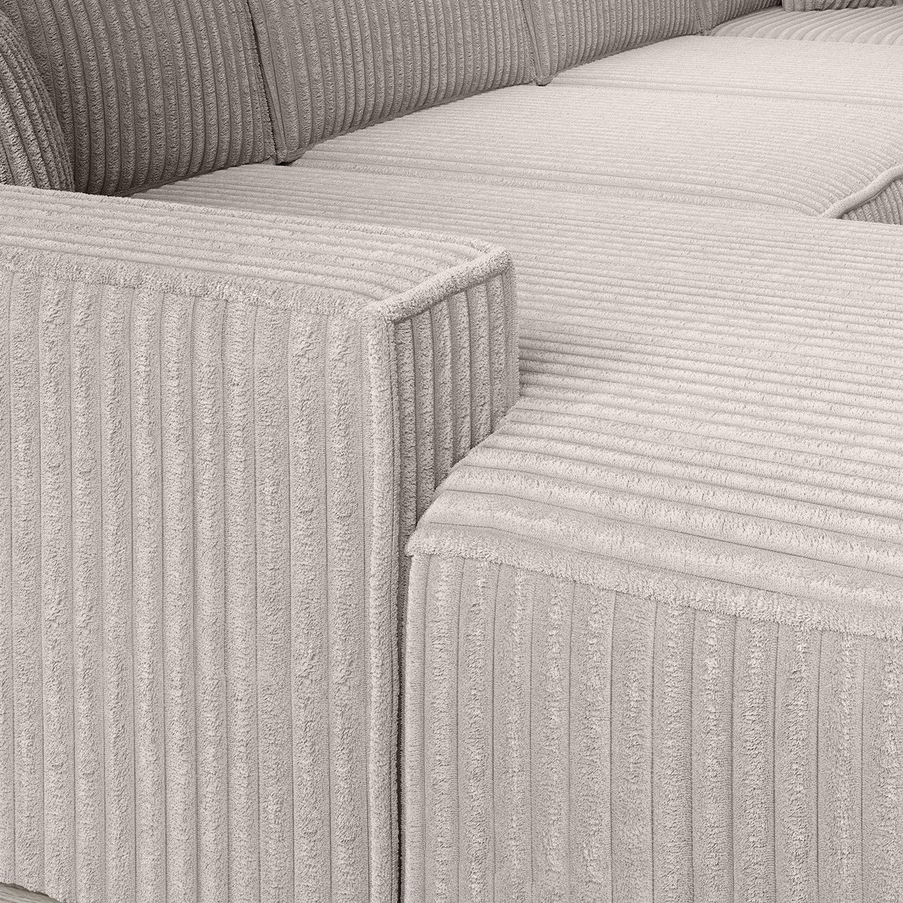 Manolo - Hoekbank 5-zits met chaise longue - Ribstof beige - Links - Image 4