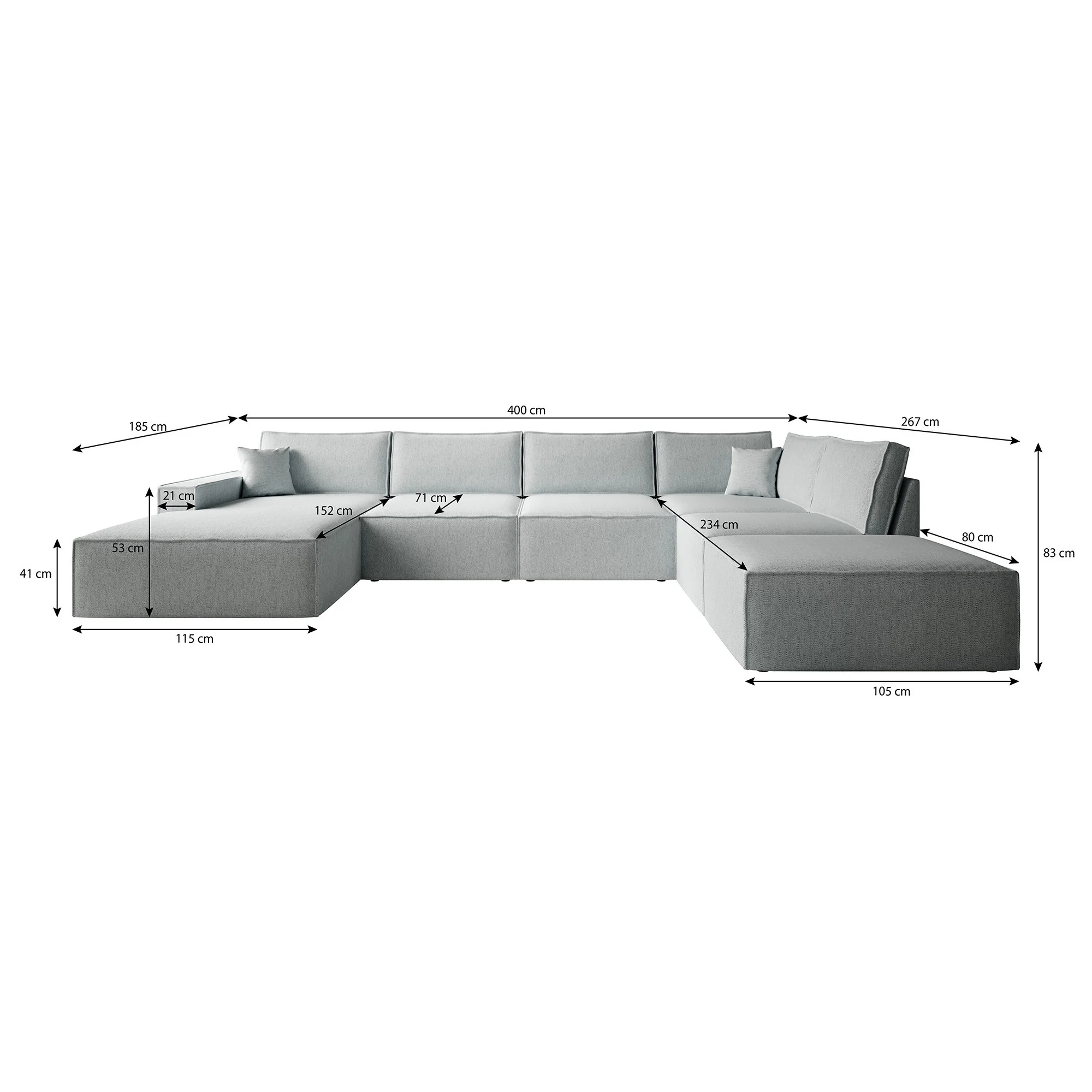 Manolo - Hoekbank 5-zits met chaise longue - Stof grijs - Links - Image 6