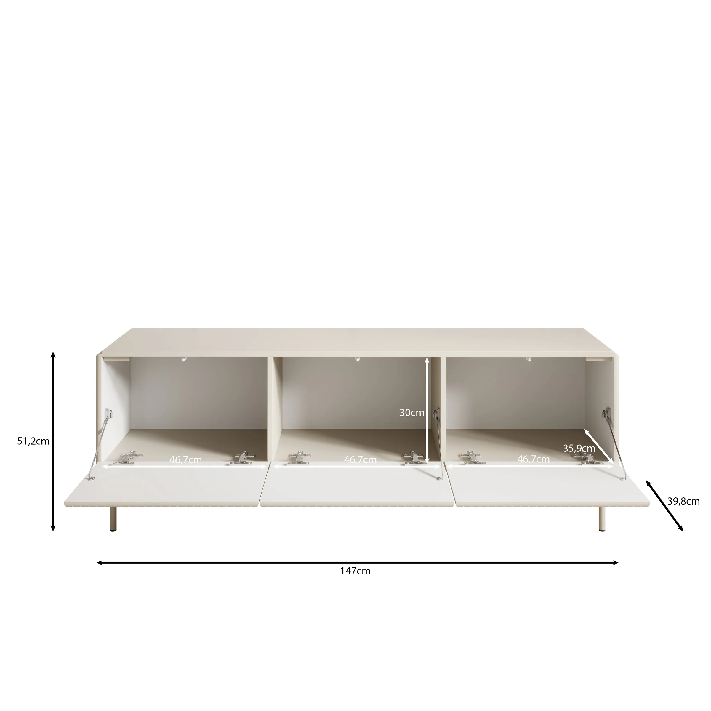 Marajo - TV-Meubel - Beige - 147x40x51 cm - Image 5