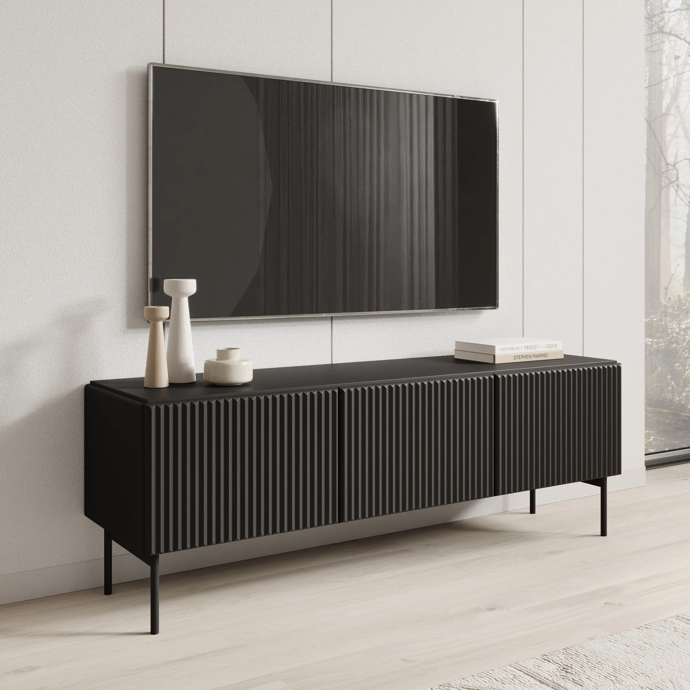 Marajo - TV-Meubel - Zwart - 147x40x51 cm