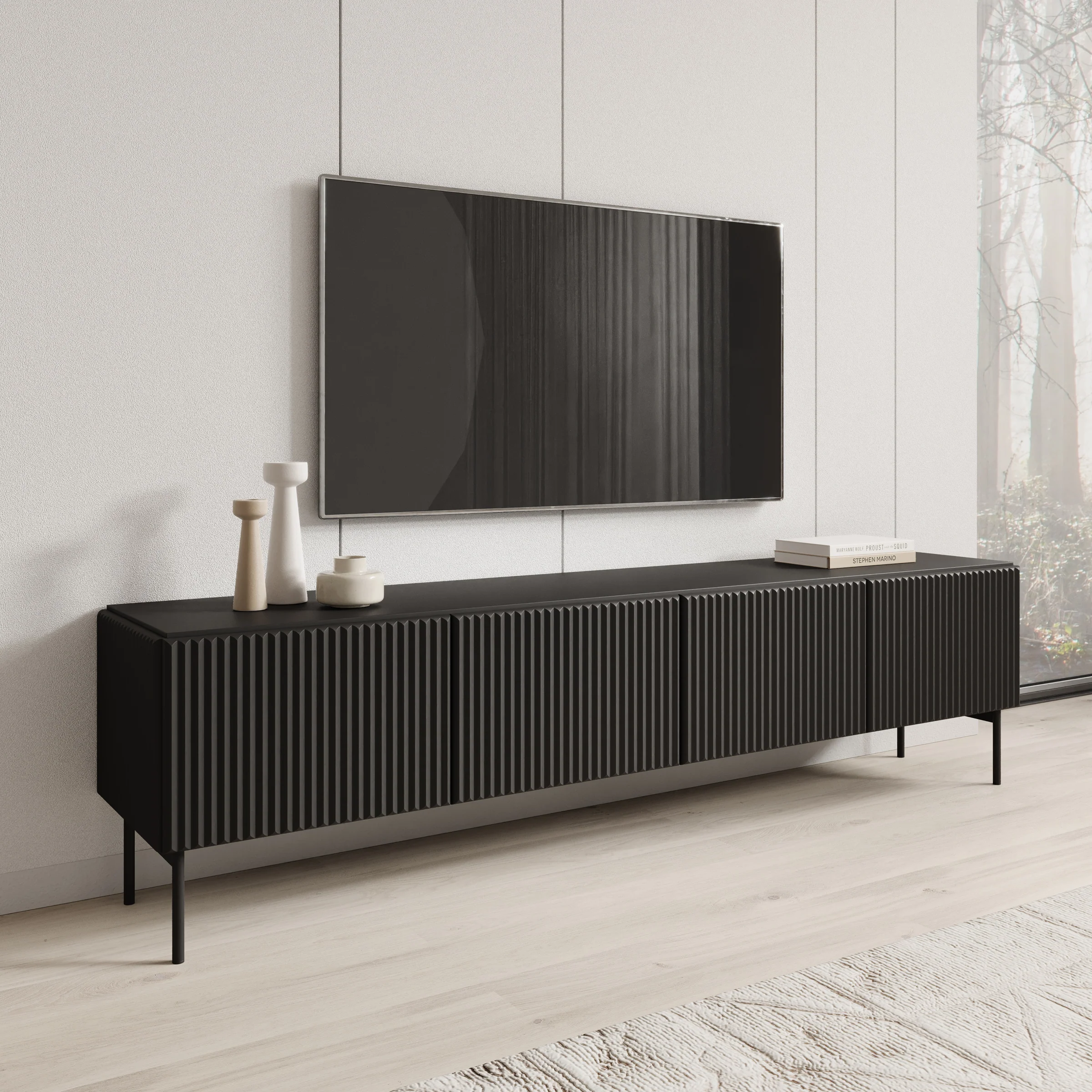 Marajo - TV-Meubel - Zwart - 195x40x51 cm