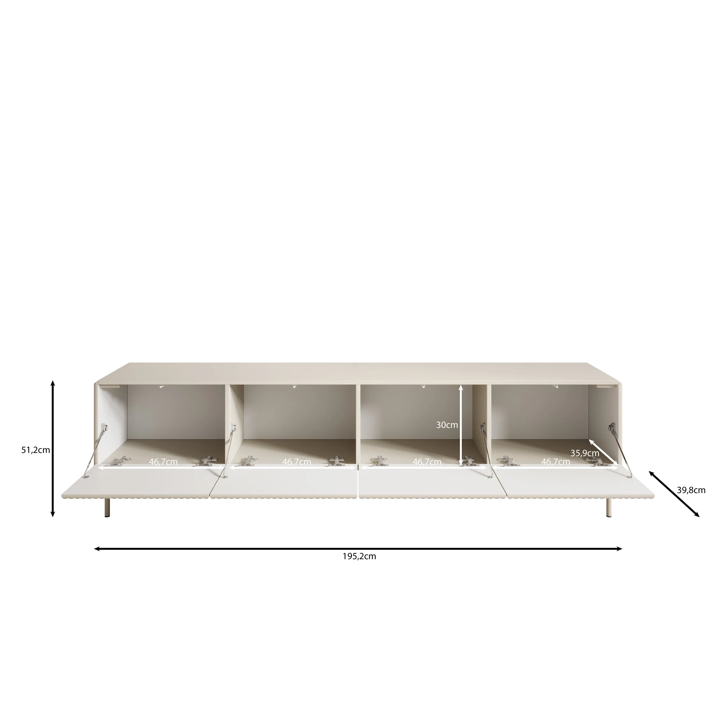 Marajo - TV-Meubel - Zwart - 195x40x51 cm - Image 5