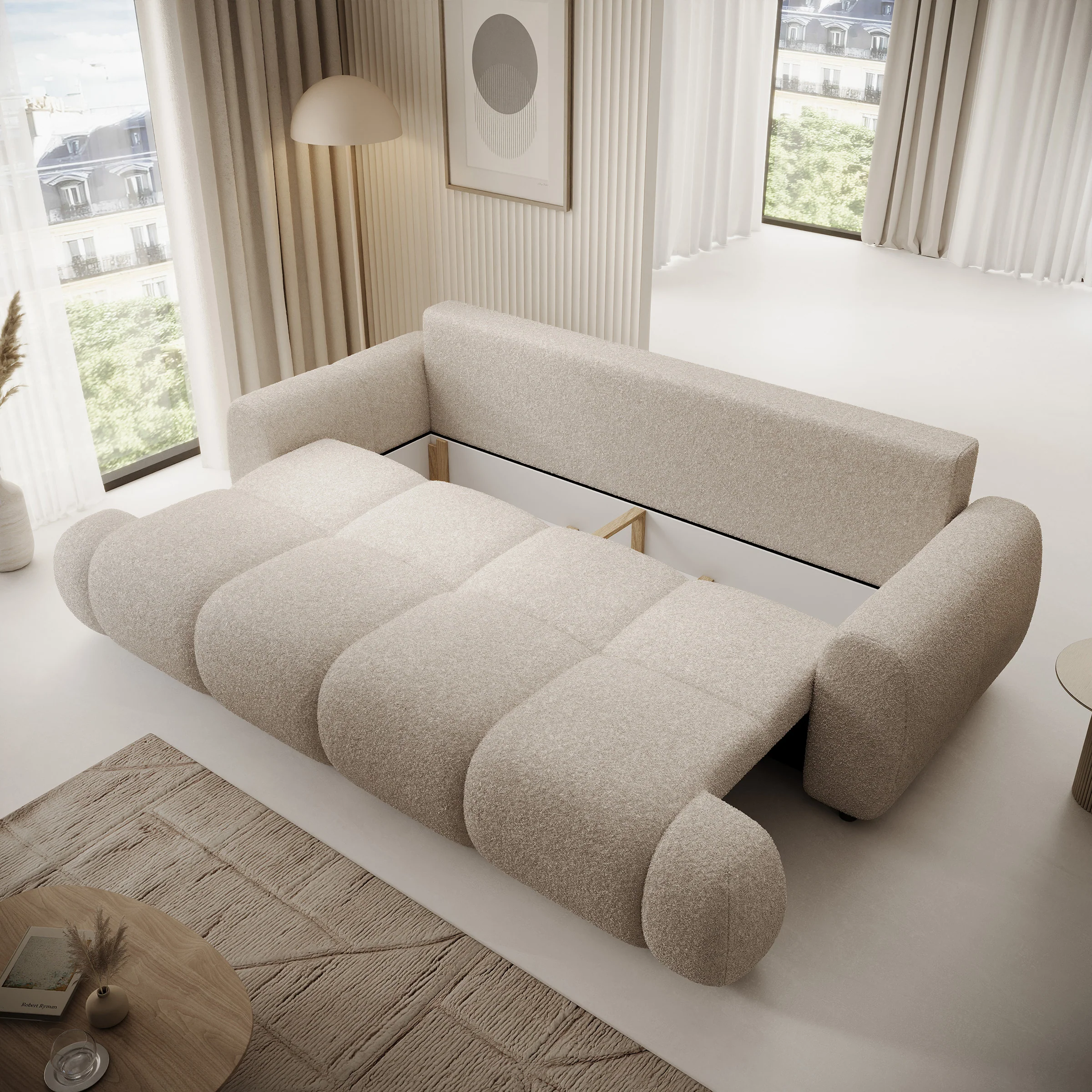Maravilla - Slaapbank - Teddystof beige - 250x117x85 cm - Image 5