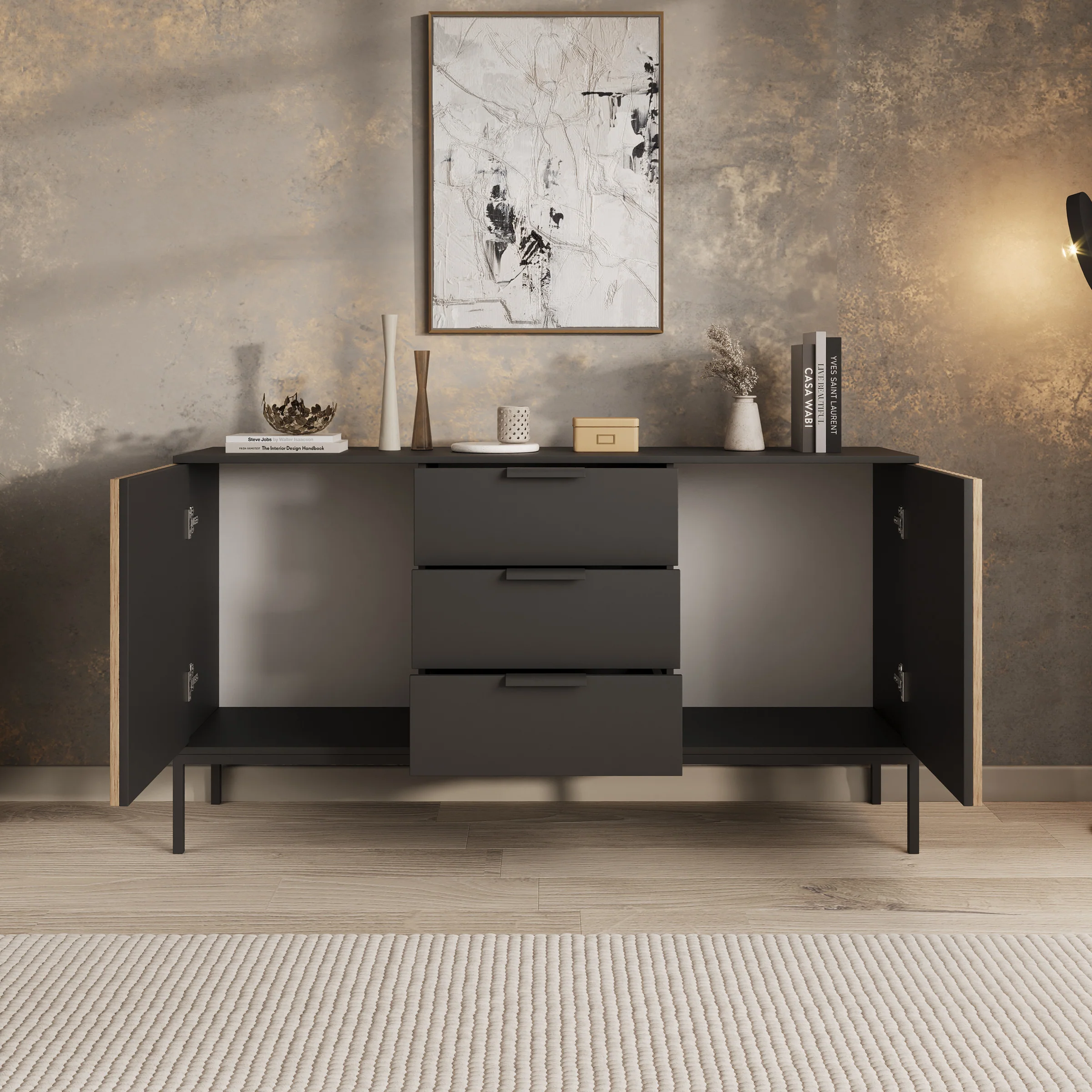Marbella - Dressoir - Zwart - 150x40x80 cm - Image 2